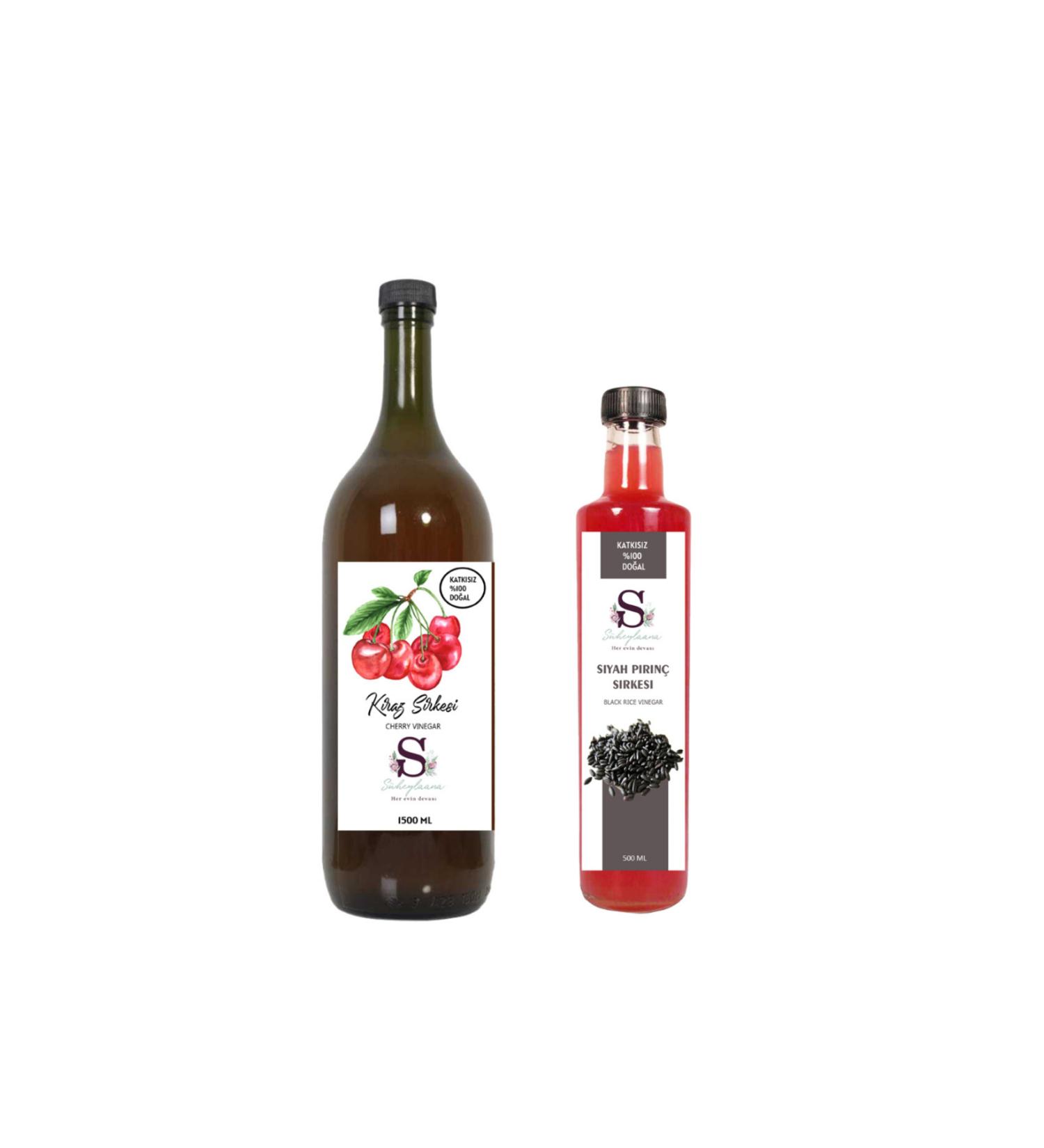 S heylaana Natural Cherry Vinegar 1500 ml - Natural Black Rice Vinegar 500 ml