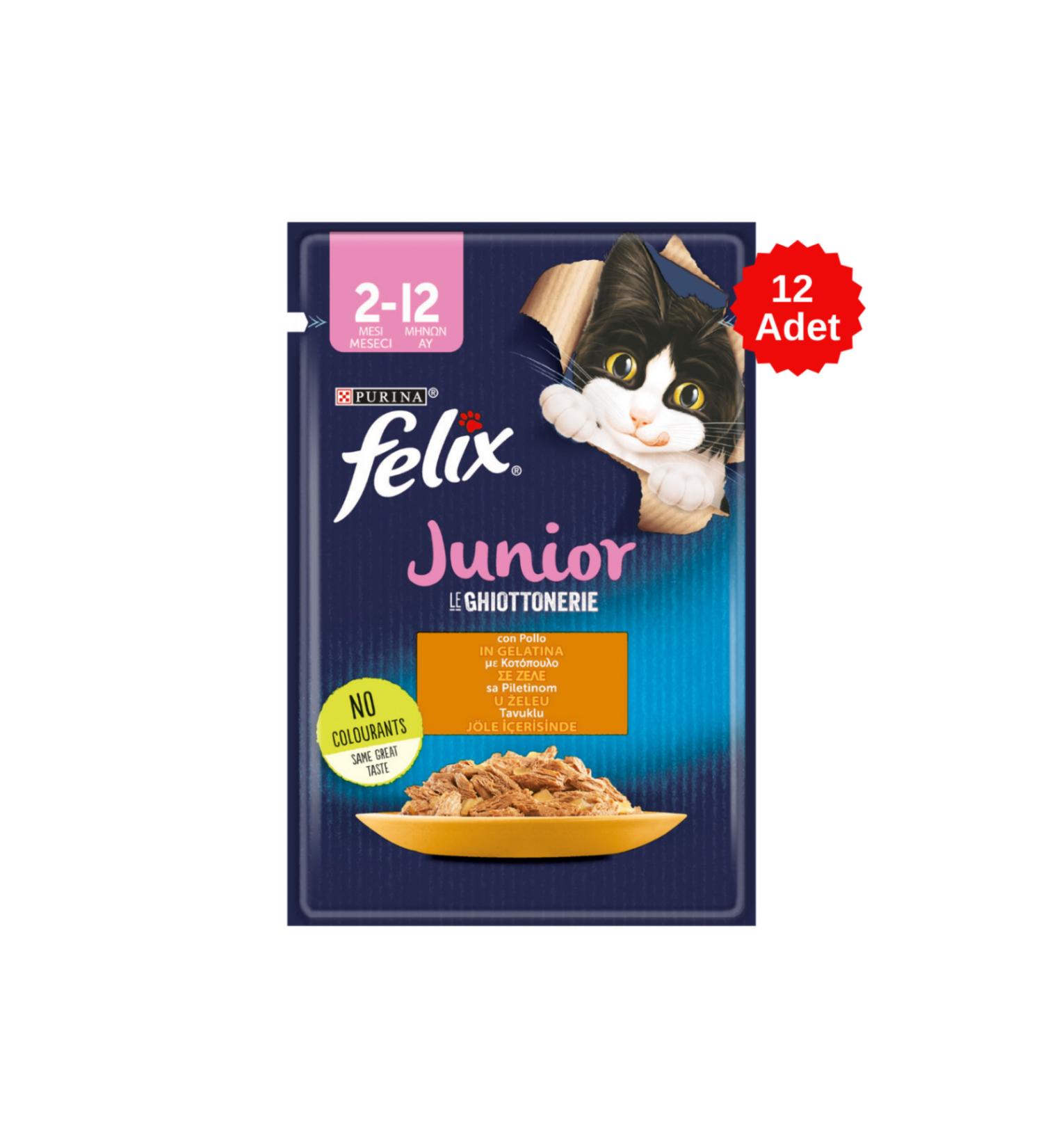 FELIX Junior Chicken Pouch Kitten Canned Food 85 Gr 12 Pieces