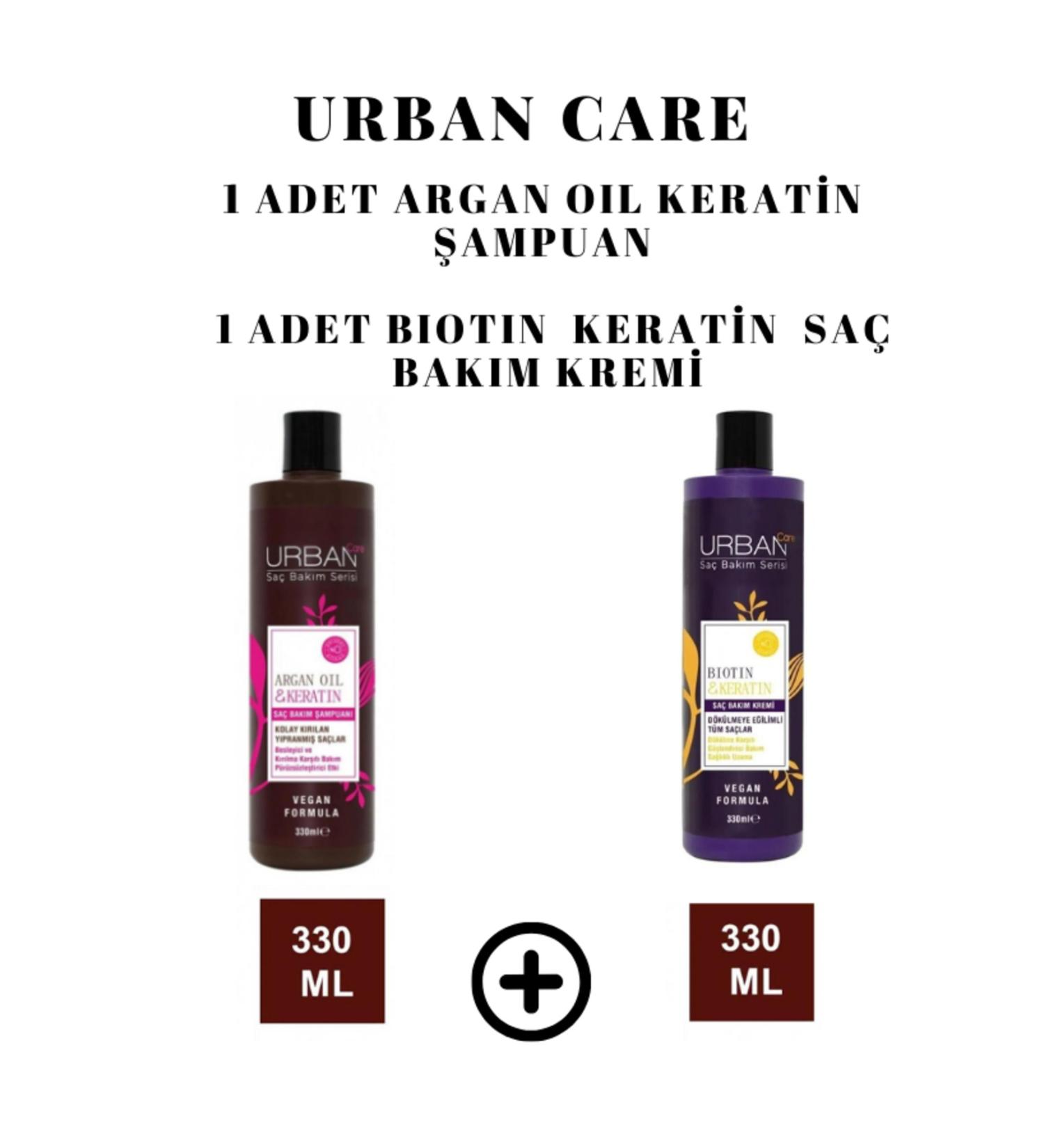 Urban Care Argan Oil Keratin Shampoo 330 Ml + Conditioner 330ml Biotin Keratin 330ML