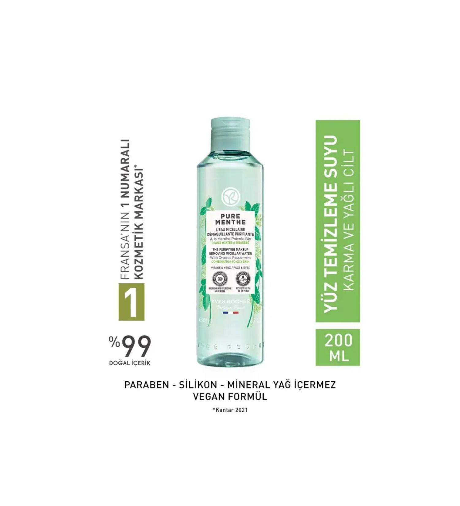 Yves Rocher Pure Menthe Tonic Effective and Purifying - Prebiotic Micellar Water 200 ml