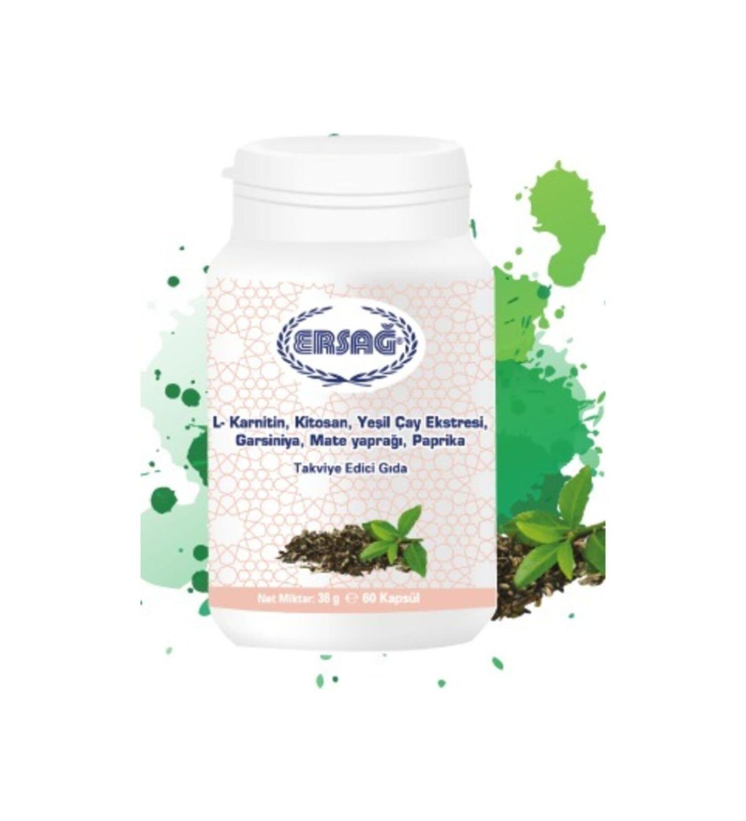 Ersa Food Supplement Containing L-Carnitine Chitosan Green Tea Extract Garsinia Mate Leaf Paprika