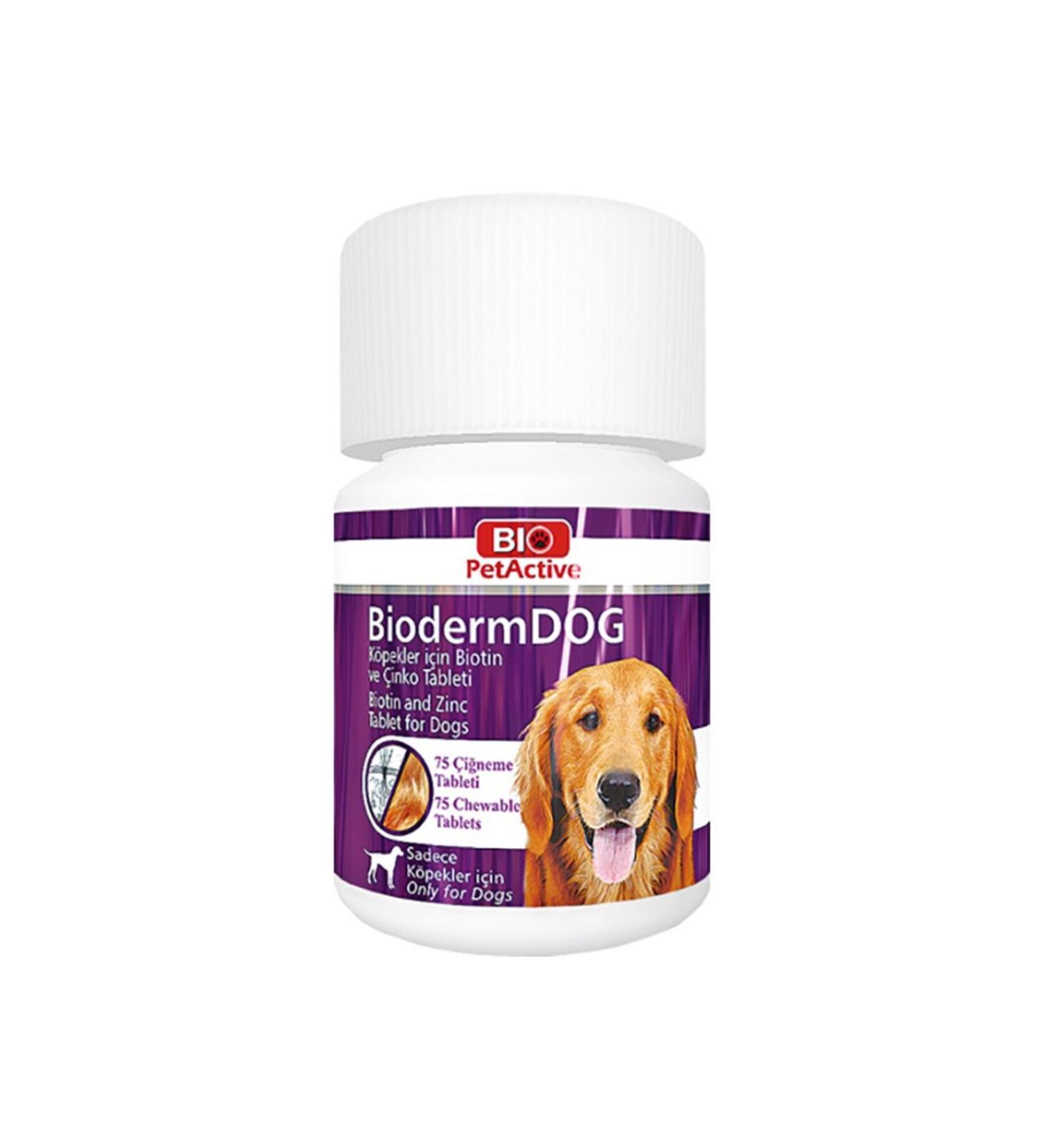 Bio PetActive BioPet Active Bioderm Dog Biotin Zinc Supplement 75 Tablets 37.5gr