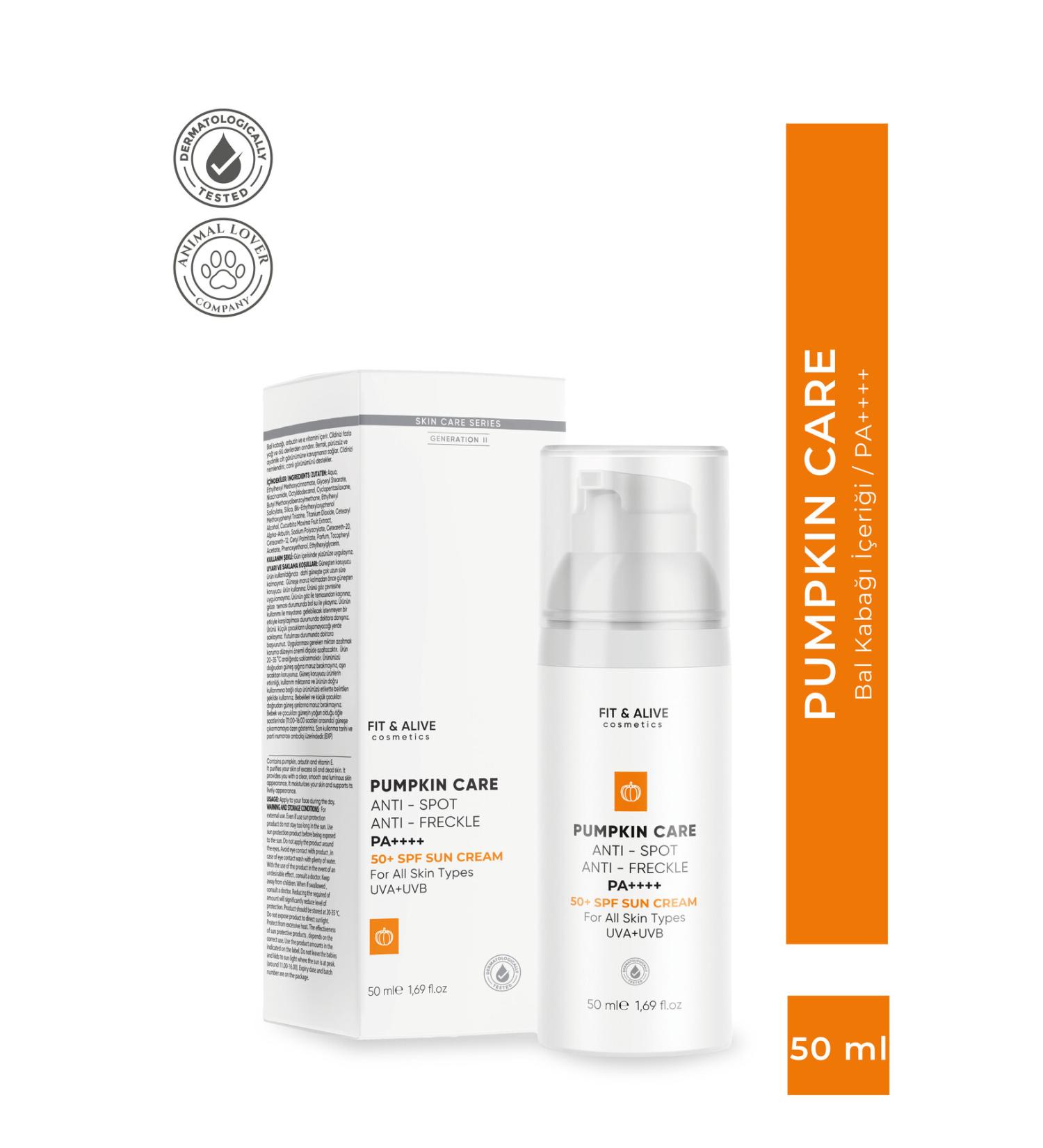 Fit & Alive Fitalive Special Brightening Pumpkin Sun Cream for Spotted Skin Spf 50 (ANTI SPOT & ANTI FRECKLES) - Buy Online on GoSupps.com