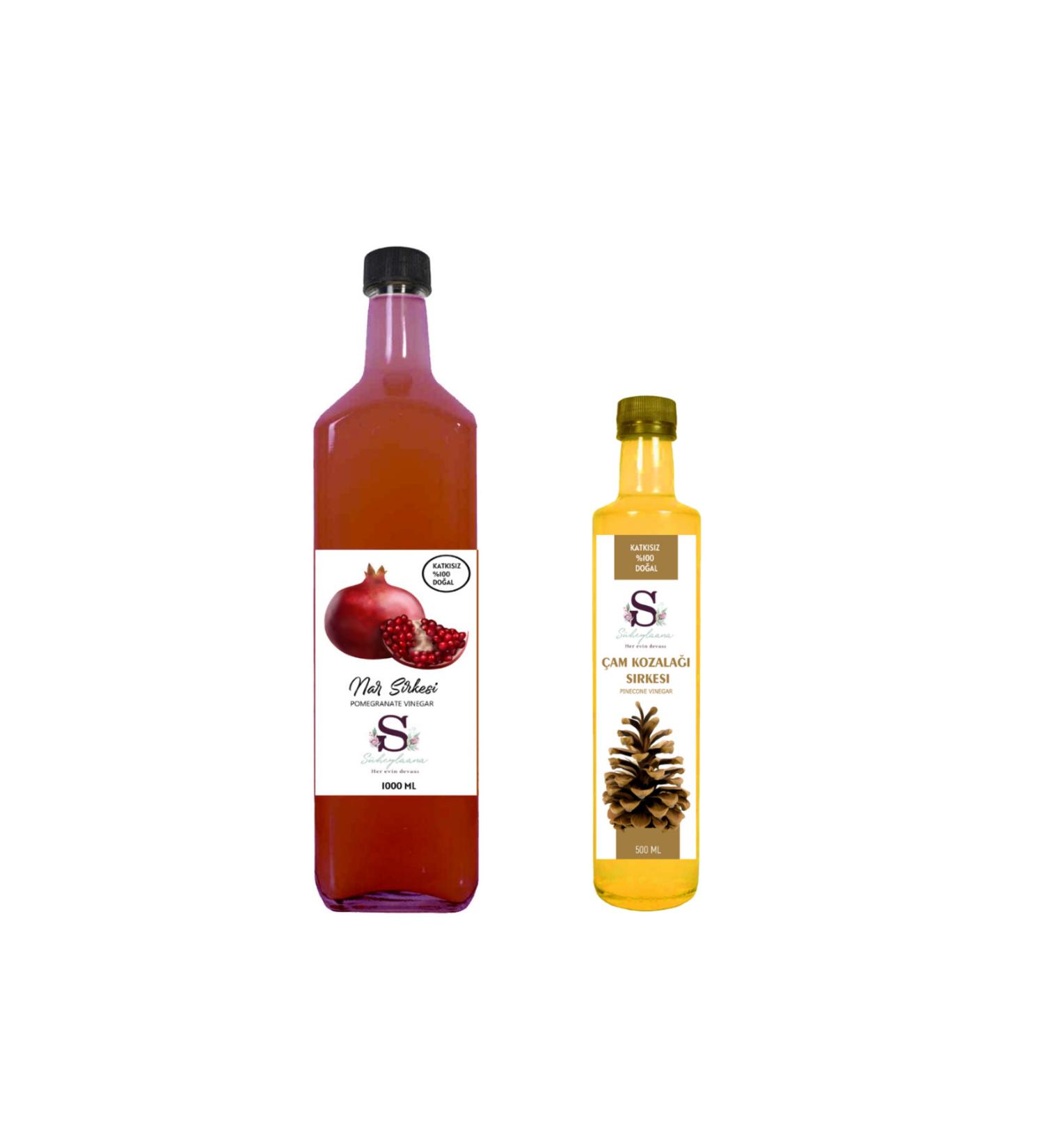 Suheylaana Natural Pomegranate Vinegar 1000 Ml - Natural Pine Cone Vinegar 500 Ml