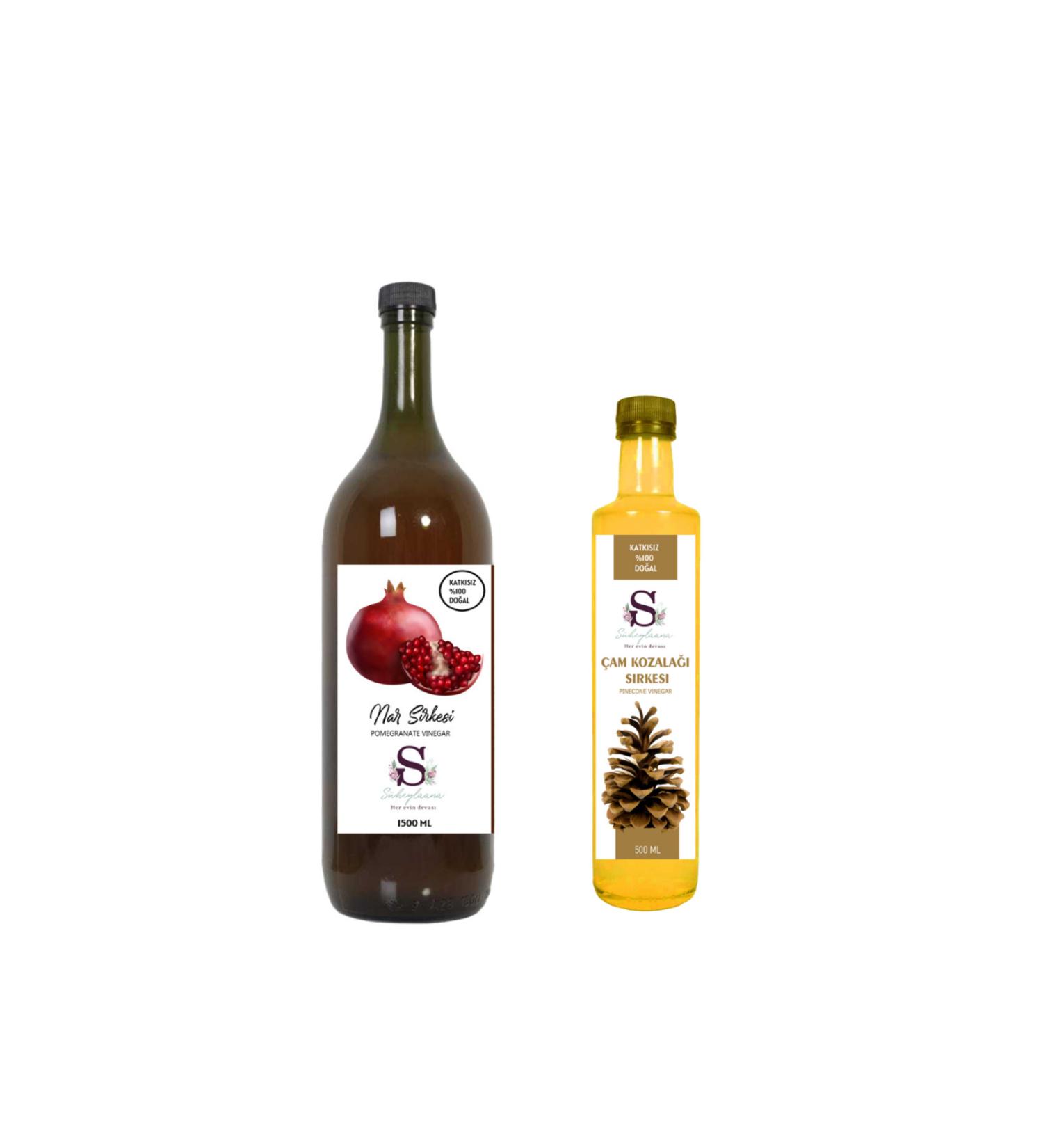 Suheylaana Natural Pomegranate Vinegar 1500 Ml - Natural Pine Cone Vinegar 500 Ml