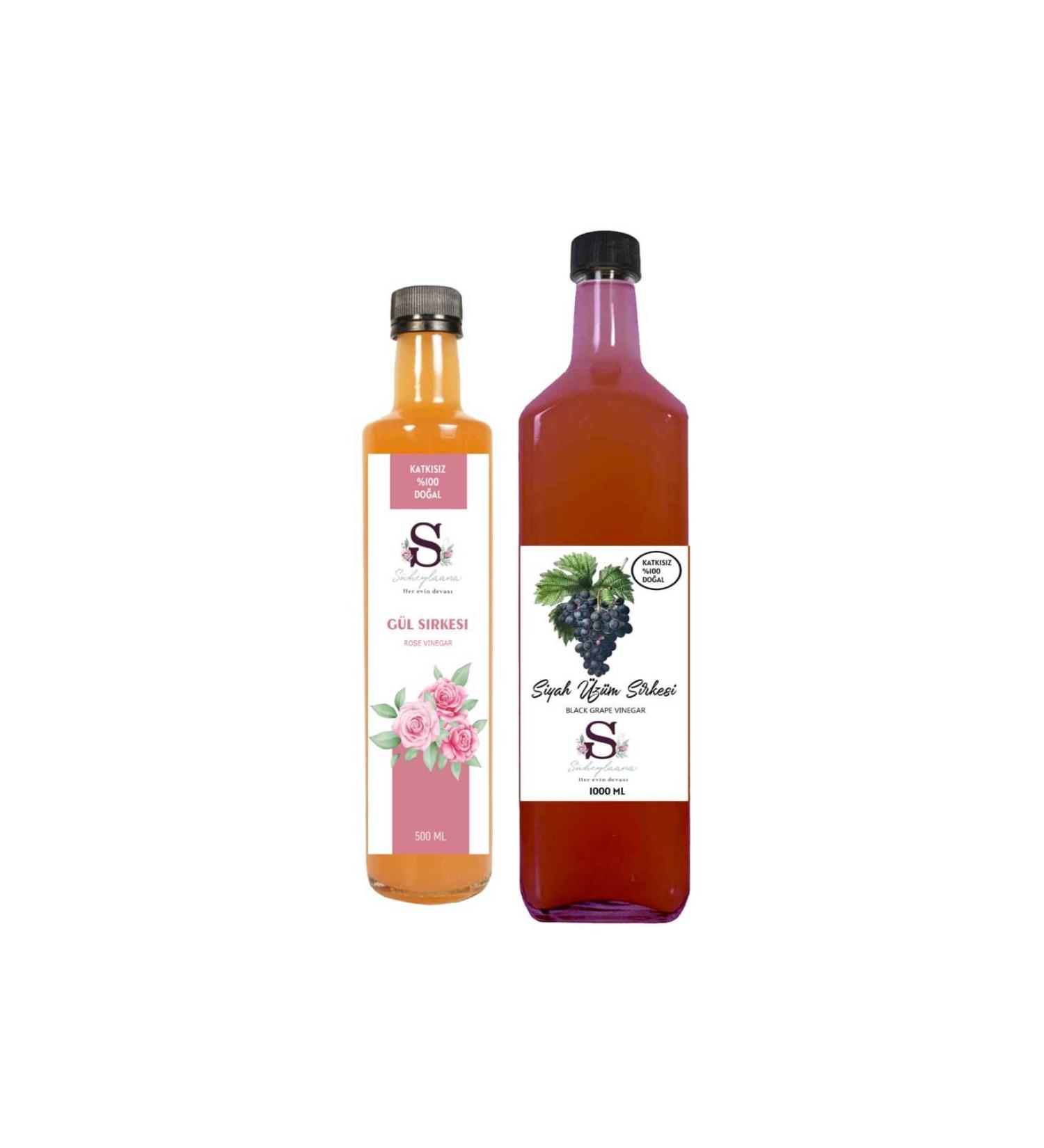 S heylaana Natural Rose Vinegar 500 Ml - Natural Black Grape Vinegar 1000 Ml