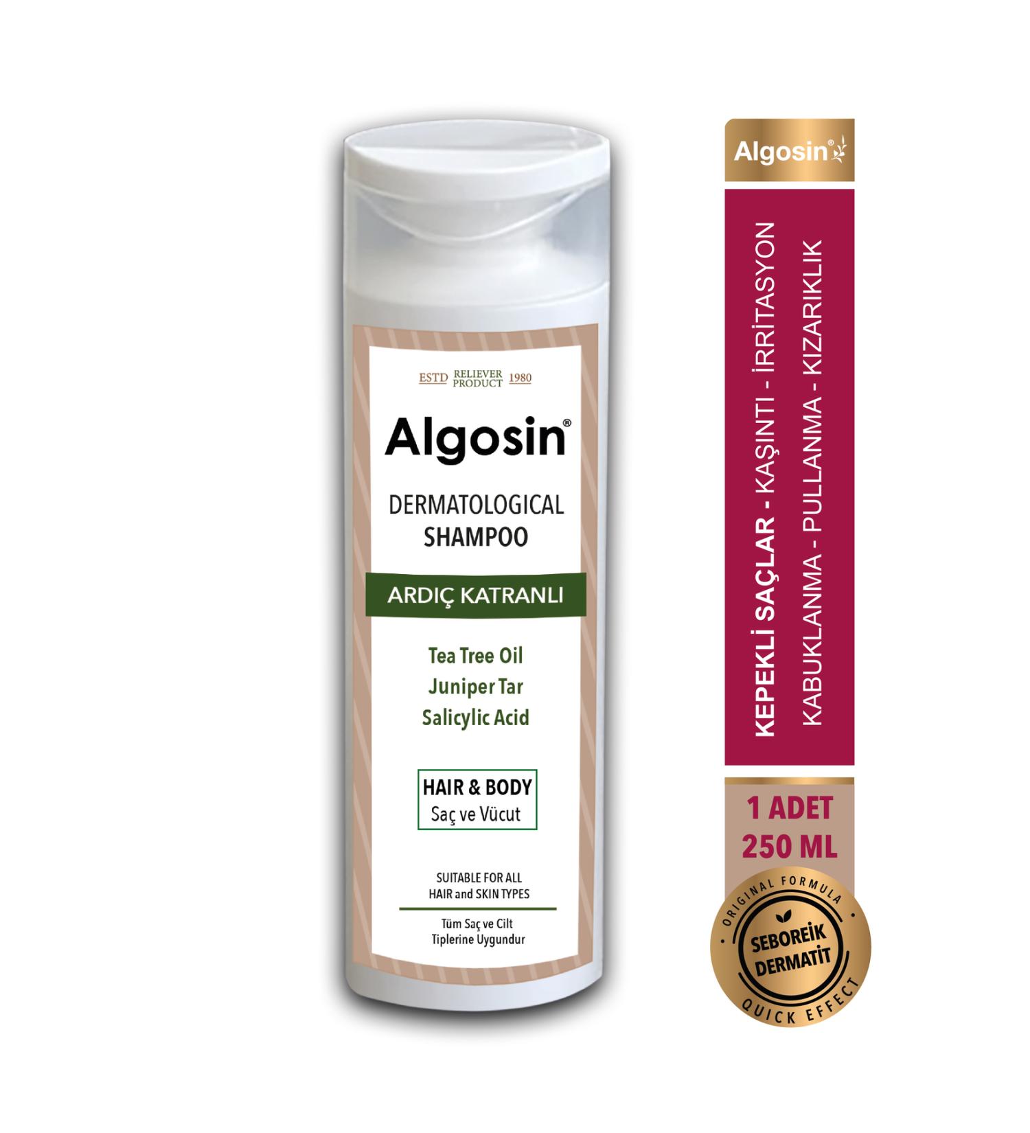 Algosin Dermatological Juniper Tar Herbal Tea Tree Hair and Body Shampoo 250 Ml