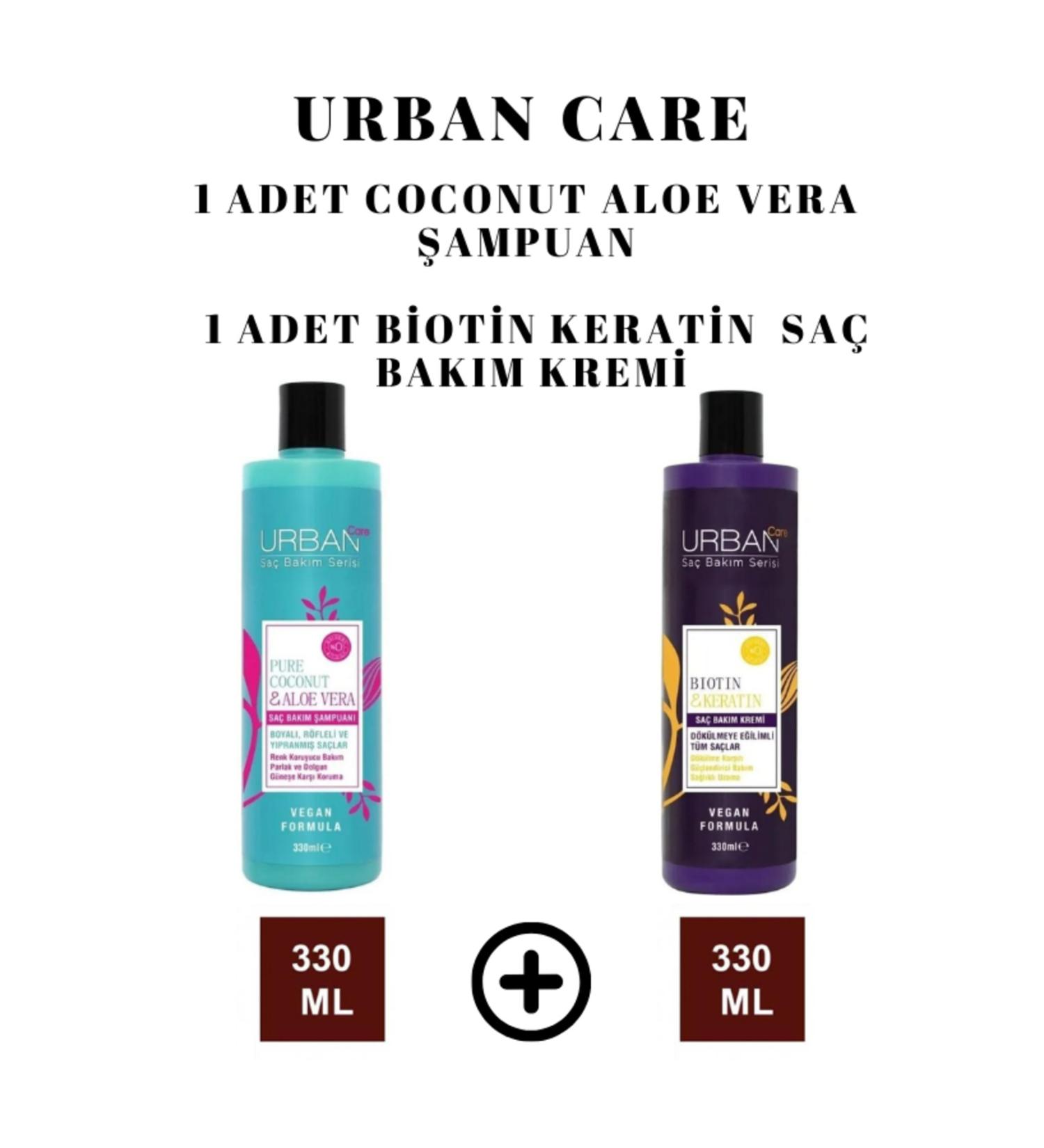 Urban Care 330 ML Biotin - Keratin HAIR CONDITIONER and Pure Coconut - Aloe Vera SHAMPOO
