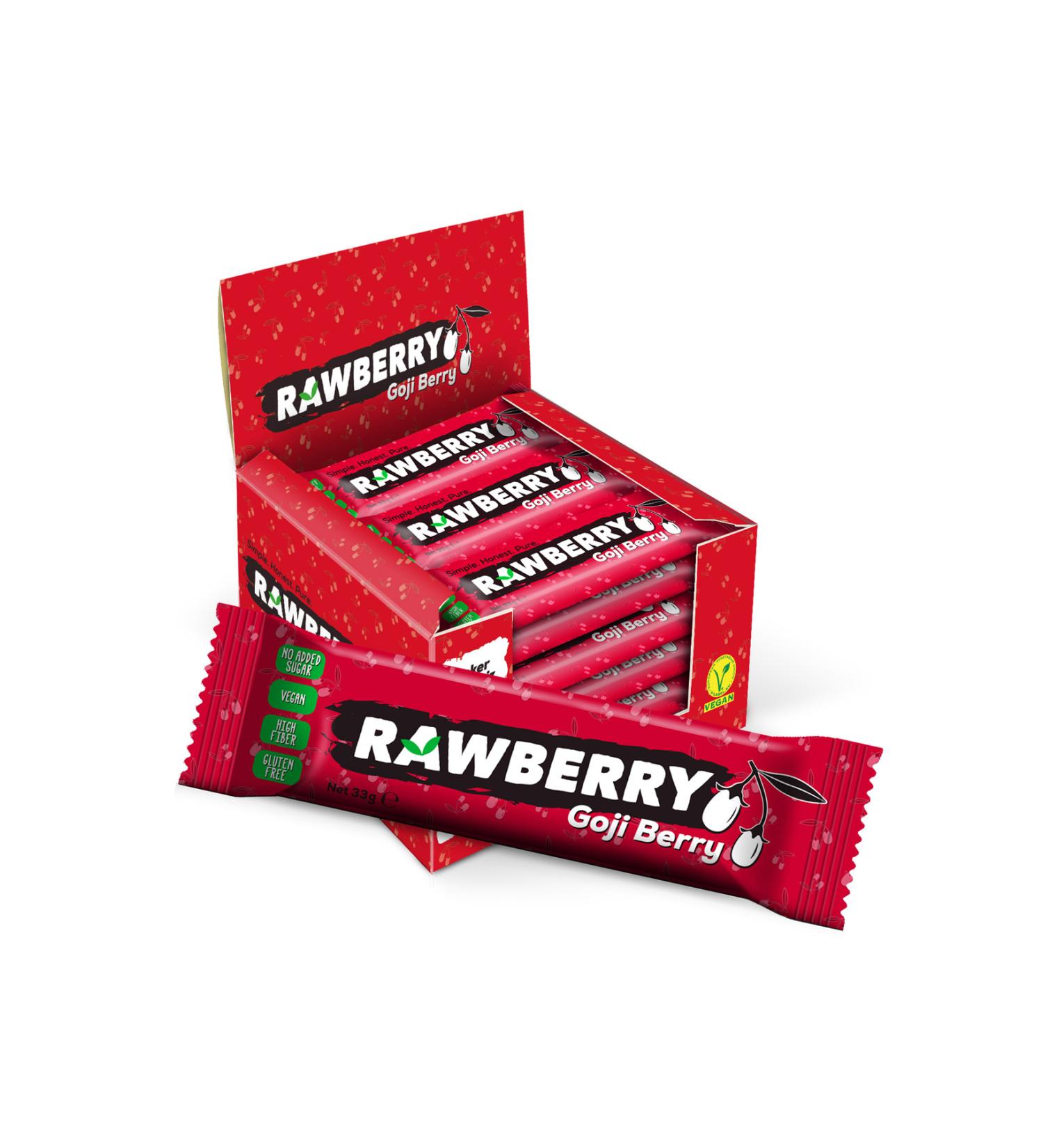 Rawberry Goji Berry No Sugar Added Vegan Gluten Free Nut Bar 15 Pieces in a Box - Buy Online on GoSupps.com