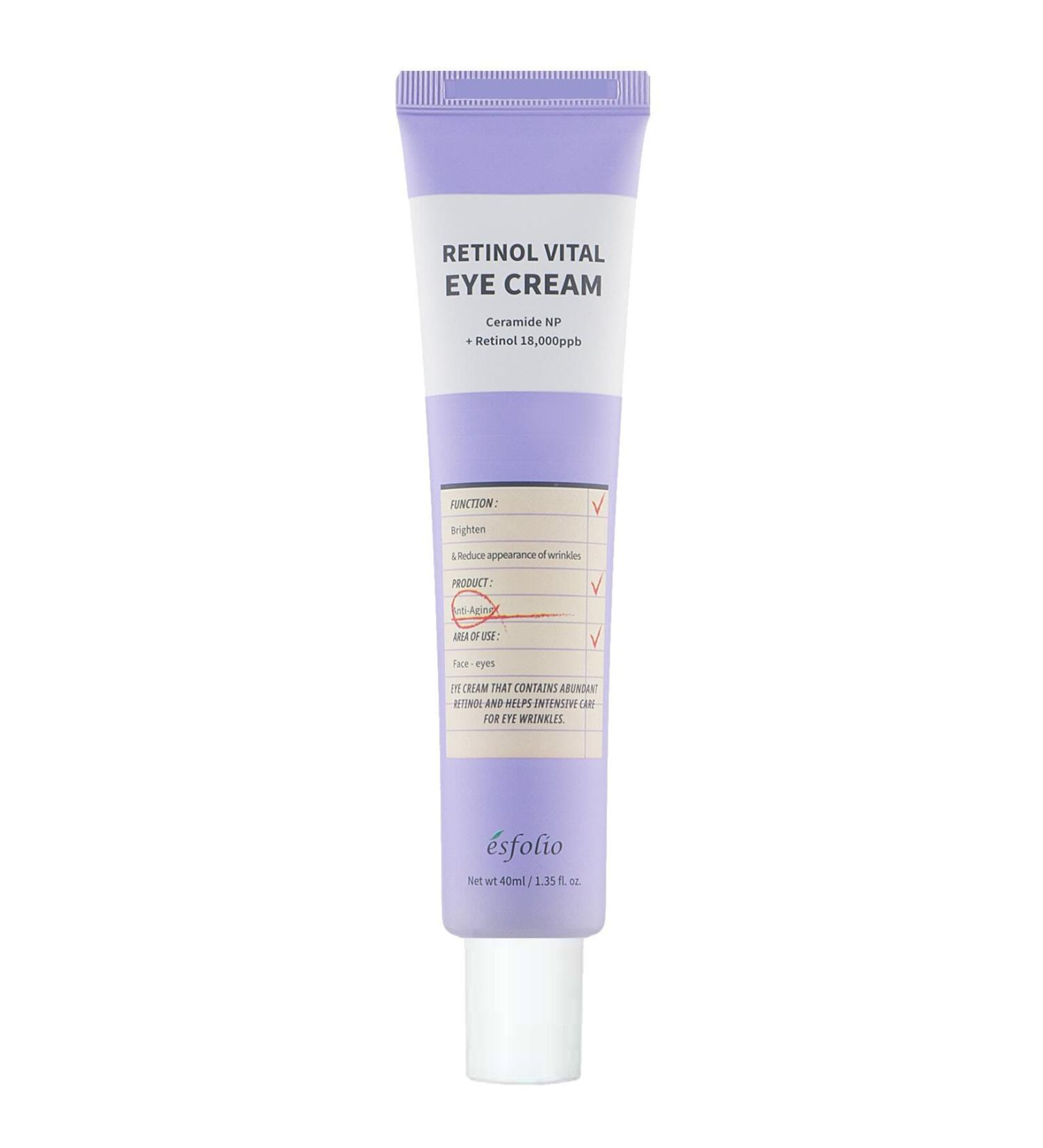 Esfolio Retinol Eye Cream Beginners Eye Contour Brightener Retinol Vital Eye Cream 40ml - Buy Online on GoSupps.com