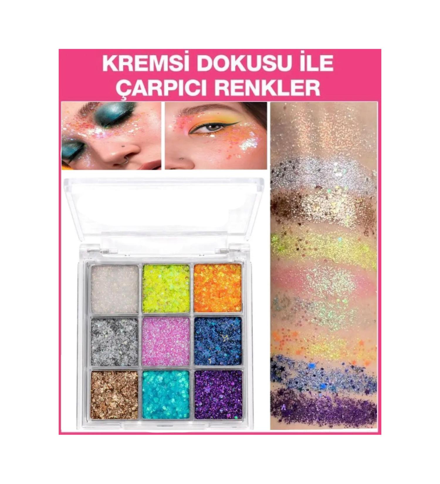 ROWENAROSE 9 Glitter Eyeshadow Palette Festival Colors - Buy Online on GoSupps.com