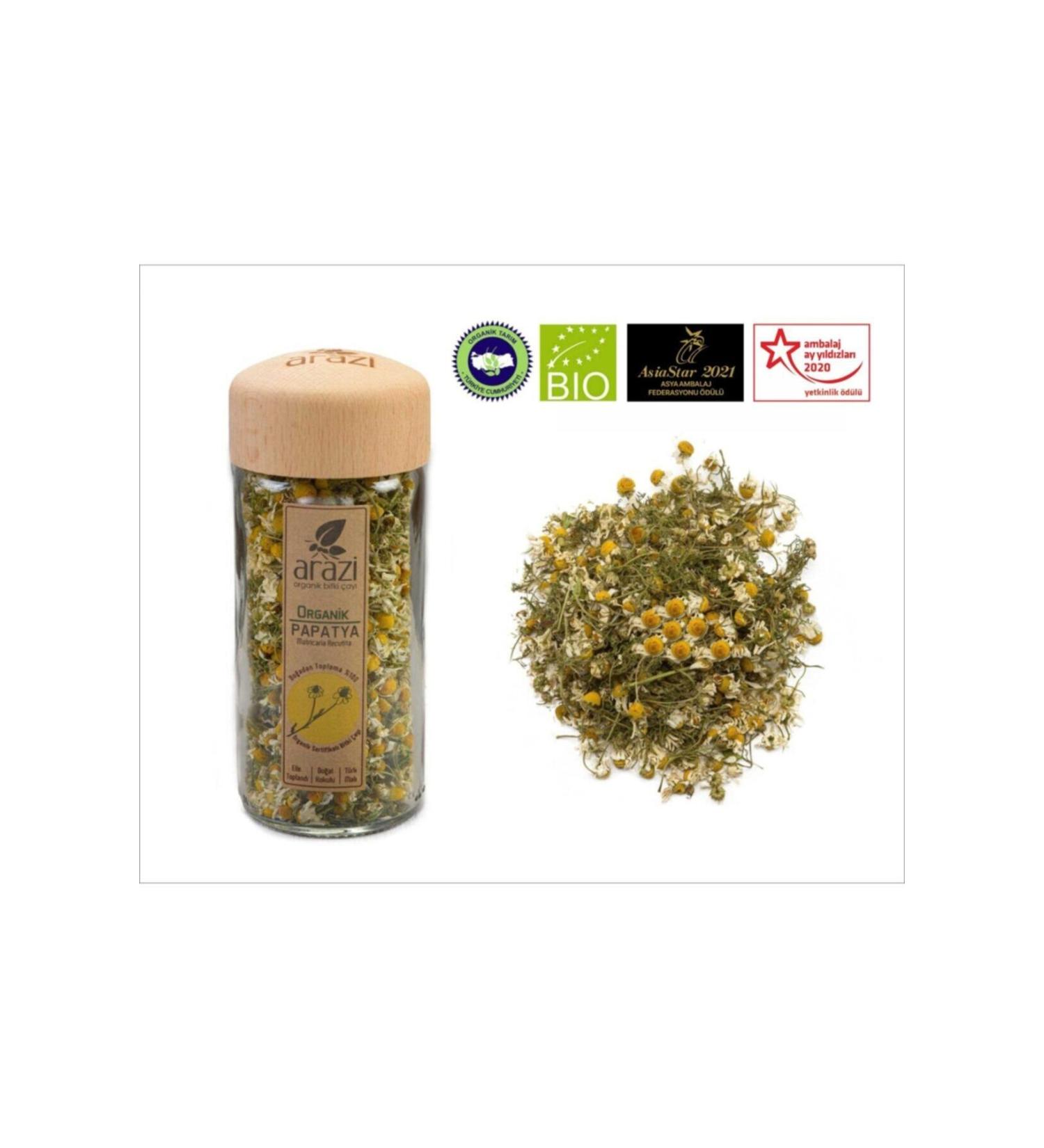 land organic herbal tea Organic Glass Jar Chamomile Tea