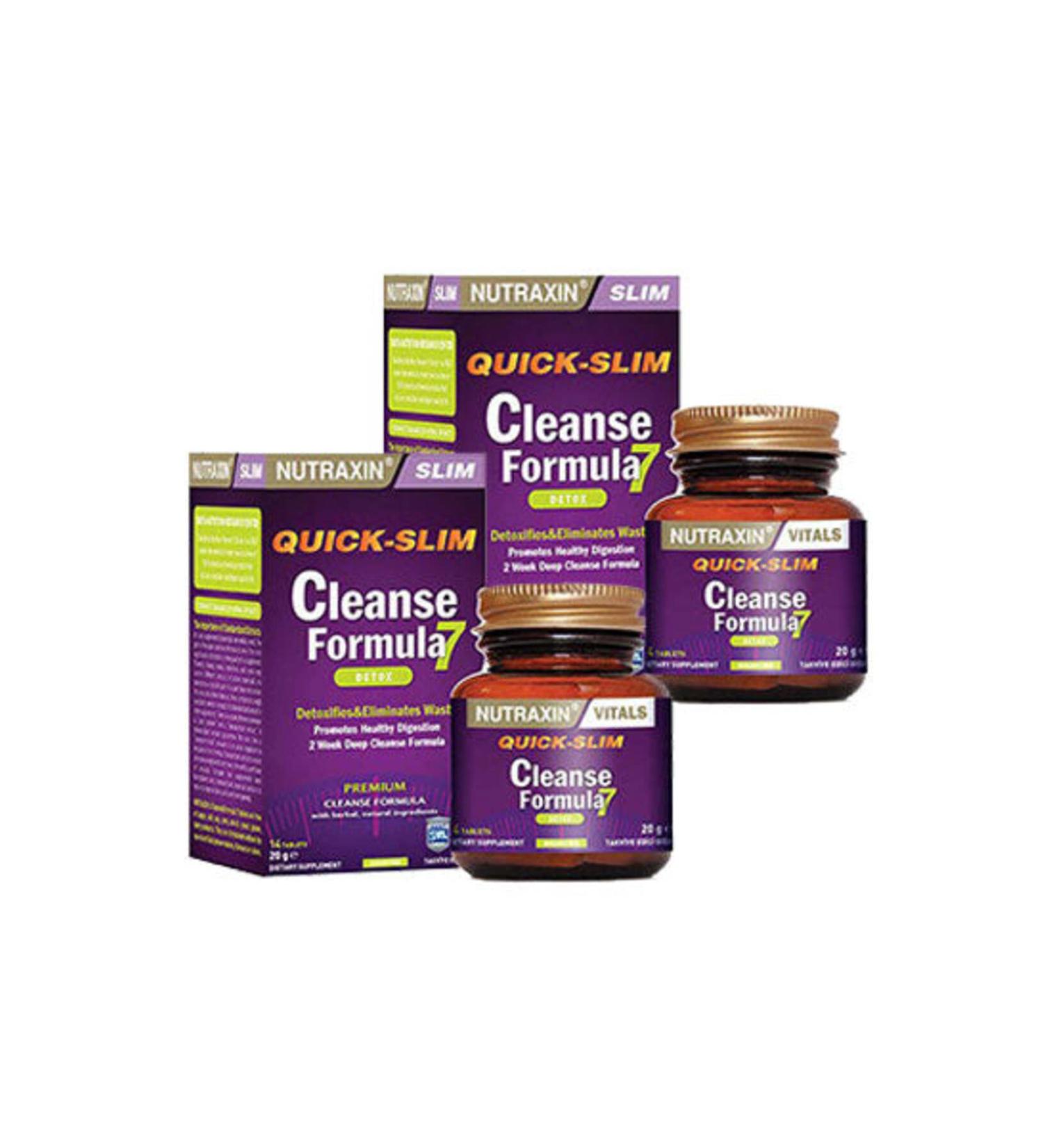 Nutraxin Quick Slim Cleanse Formula 7 Detox 14 Tablets 2 Pack