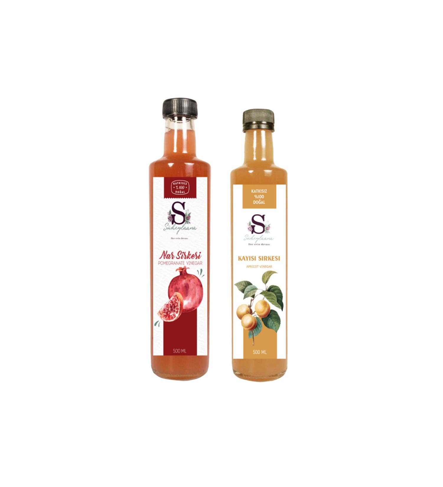 Suheylaana Natural Pomegranate Vinegar 500 Ml - Natural Apricot Vinegar 500 Ml