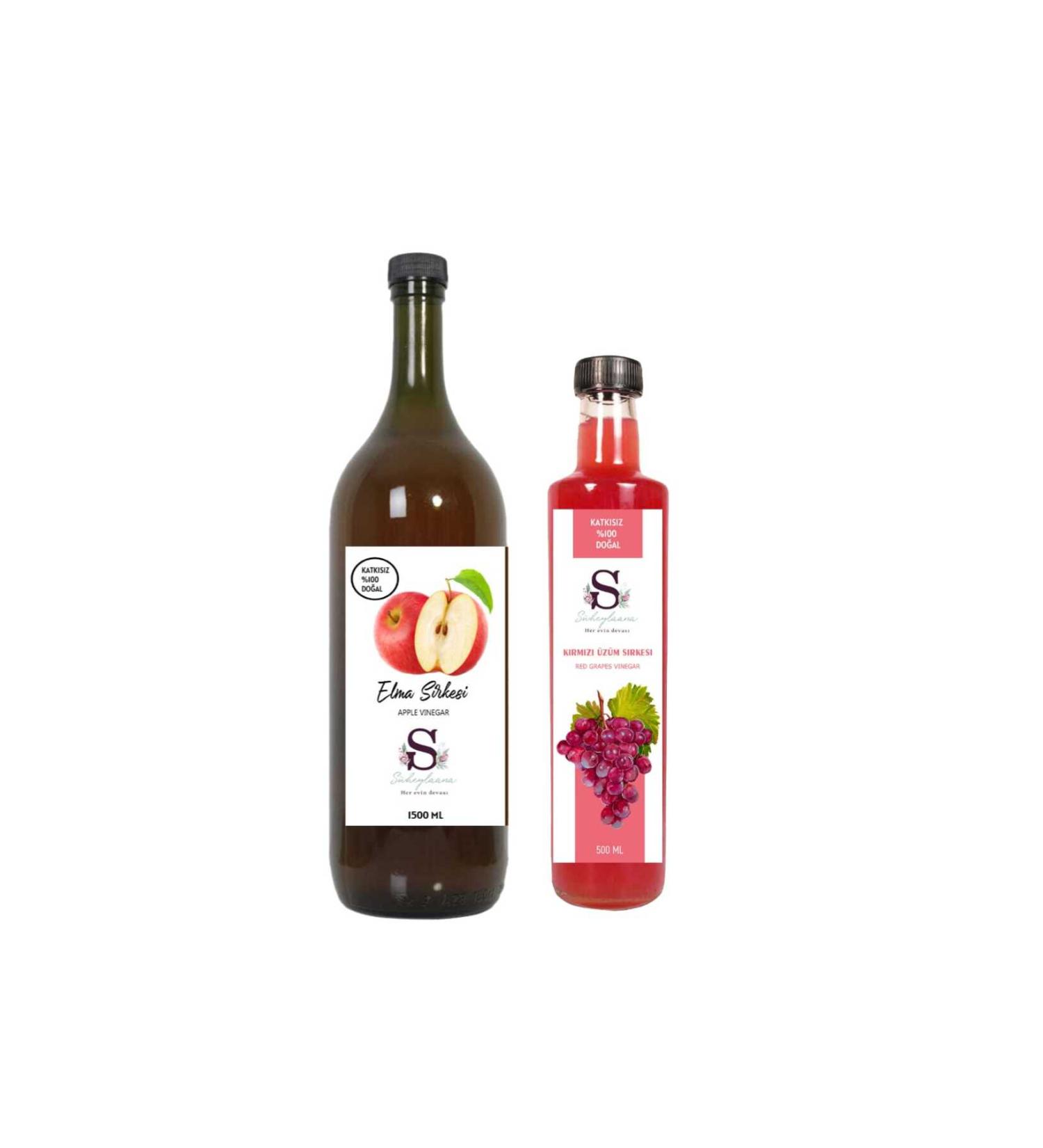 Suheylaana Natural Apple Vinegar 1500 Ml - Natural Red Grape Vinegar 500 Ml