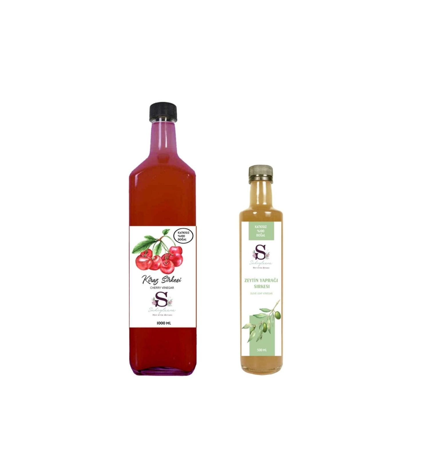 Suheylaana Natural Cherry Vinegar 1000 Ml - Natural Olive Leaf Vinegar 500 Ml