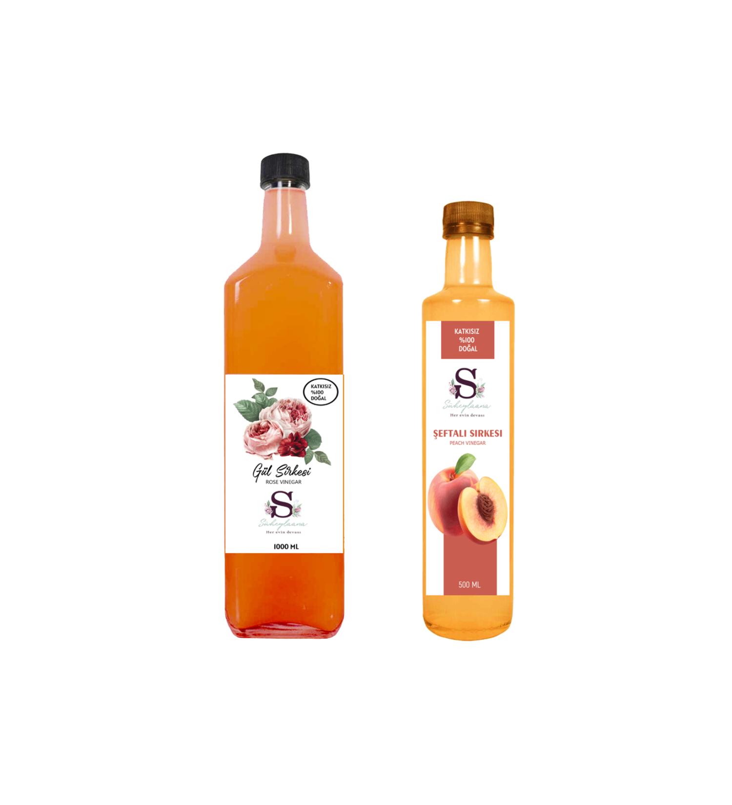 Suheylaana Natural Rose Vinegar 1500 Ml - Natural Peach Vinegar 500 Ml