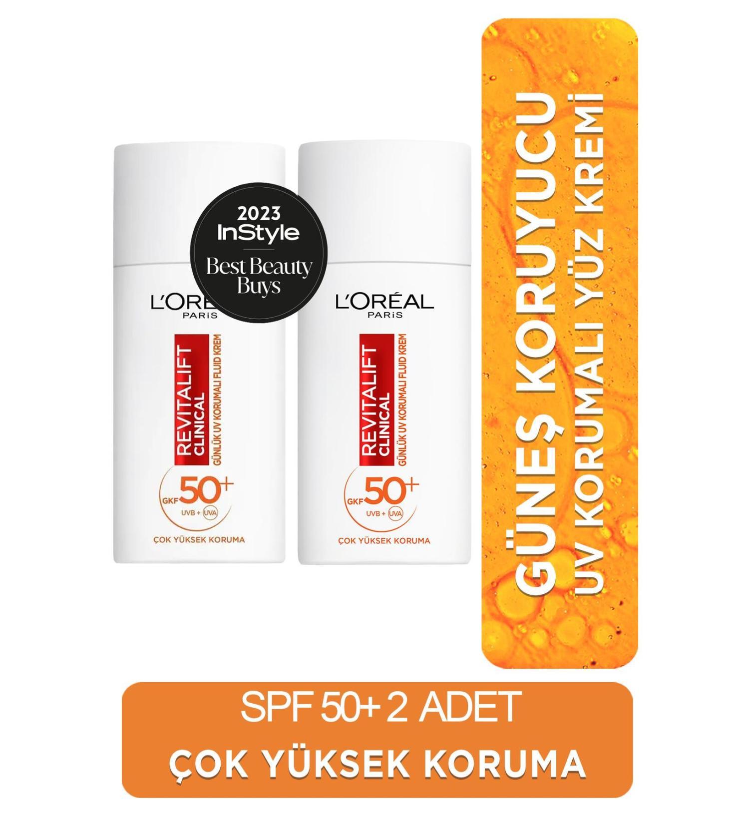 L'Oreal Paris Revitalift Clinical Anti-Spot Sunscreen Face Cream SPF50 50 ml 2 Pieces - Buy Online on GoSupps.com