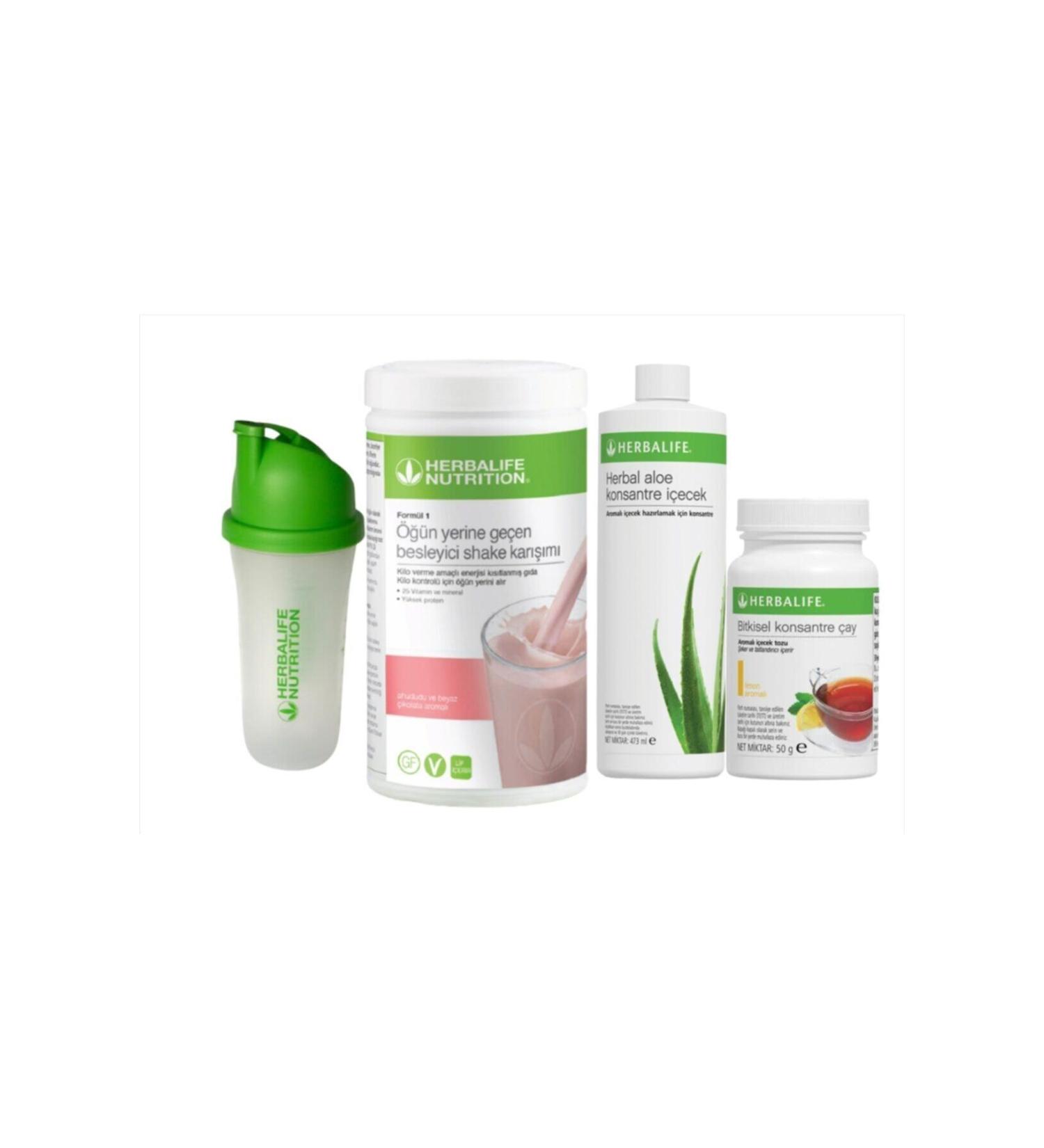 Herbalife Starter Kit 1 Piece Raspberry Shake 1 Piece Aloe Vera 1 Piece Lemon Tea 50 gr 1 Piece Shaker