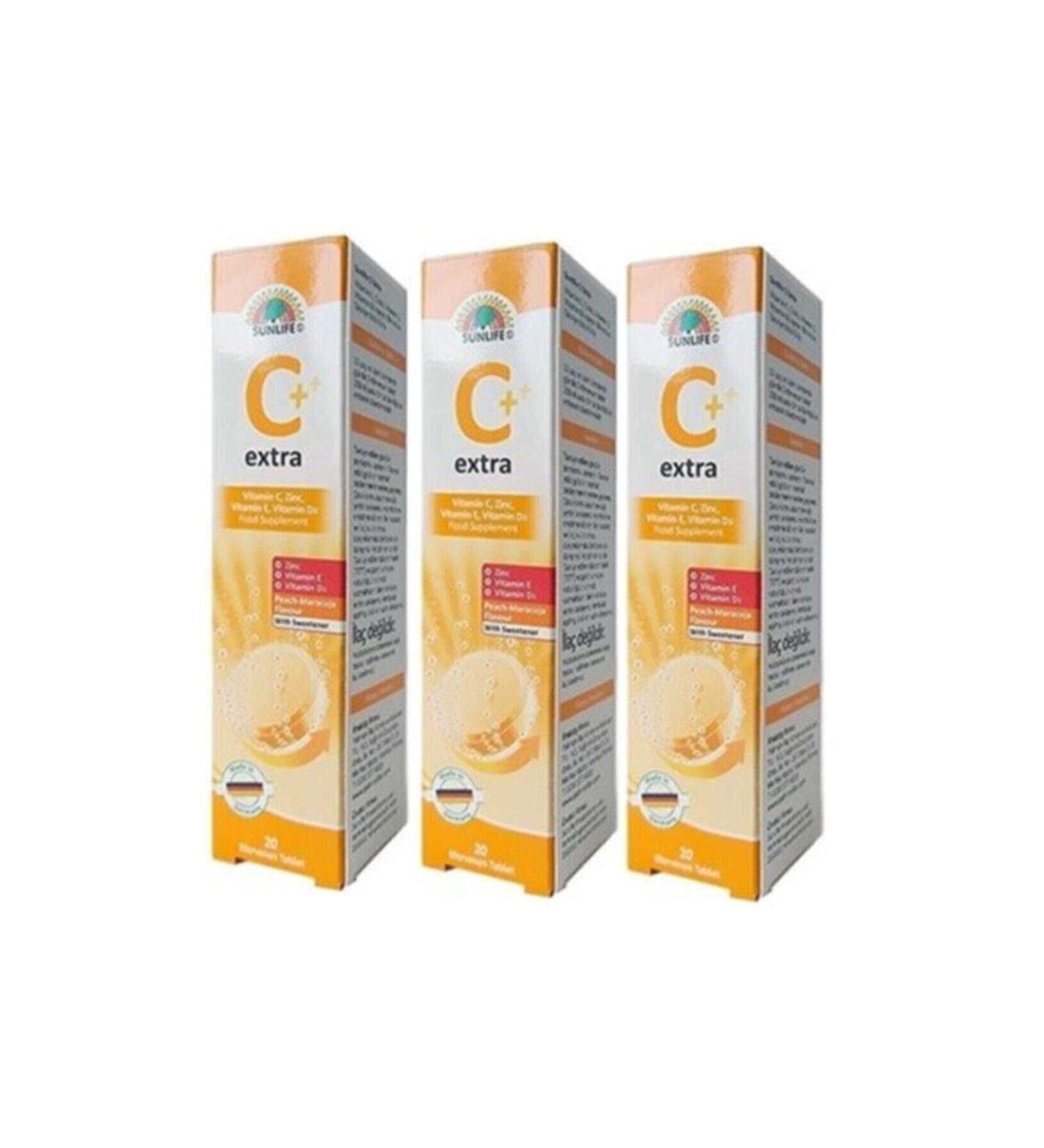 Sunlife Peach Maracuja Vitamin C Extra 20 Effervescent Tablets 3 Pieces