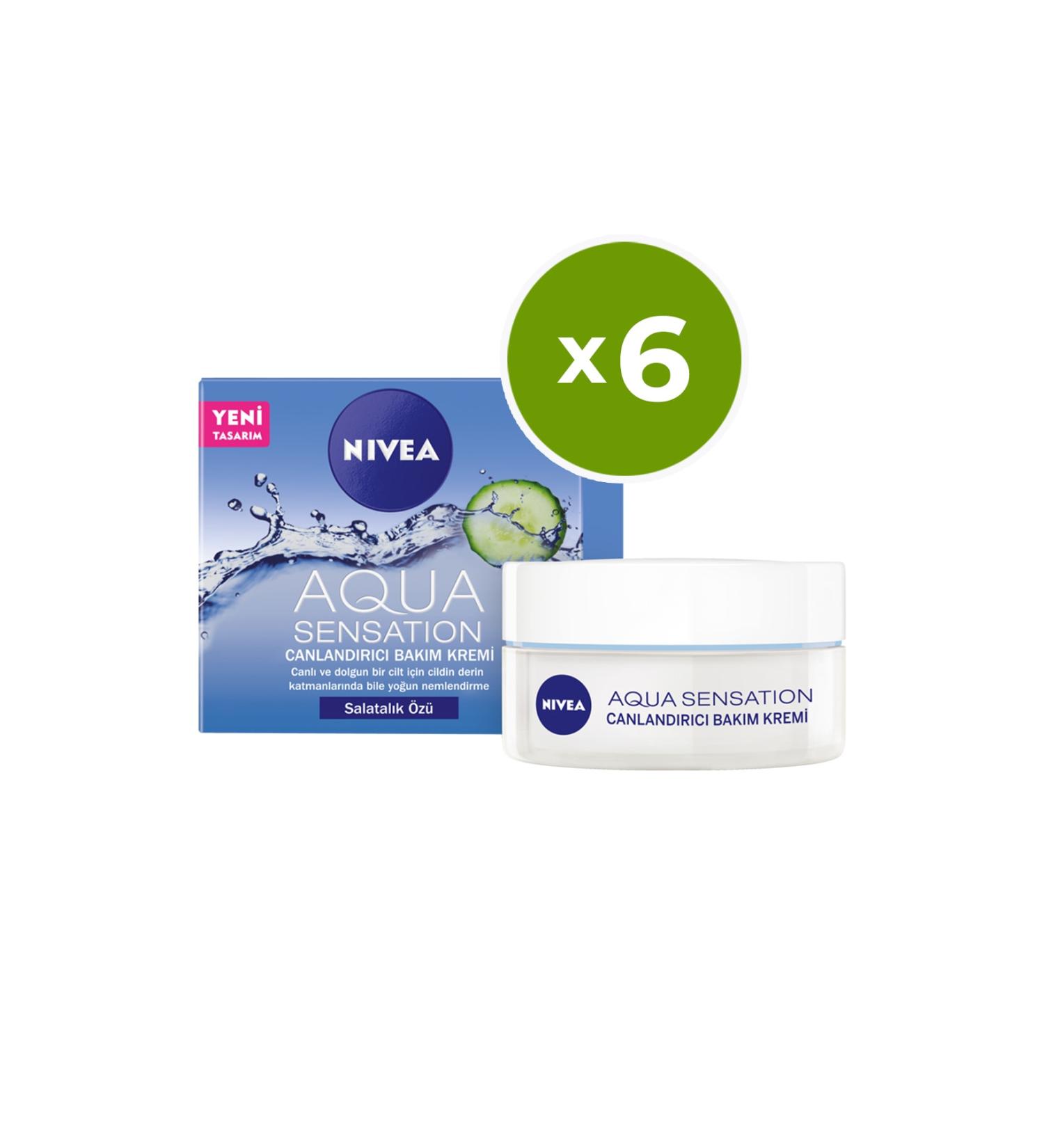 NIVEA Aqua Sensation Cucumber Extract Revitalizing Care Cream 50 Ml X 6 Pieces
