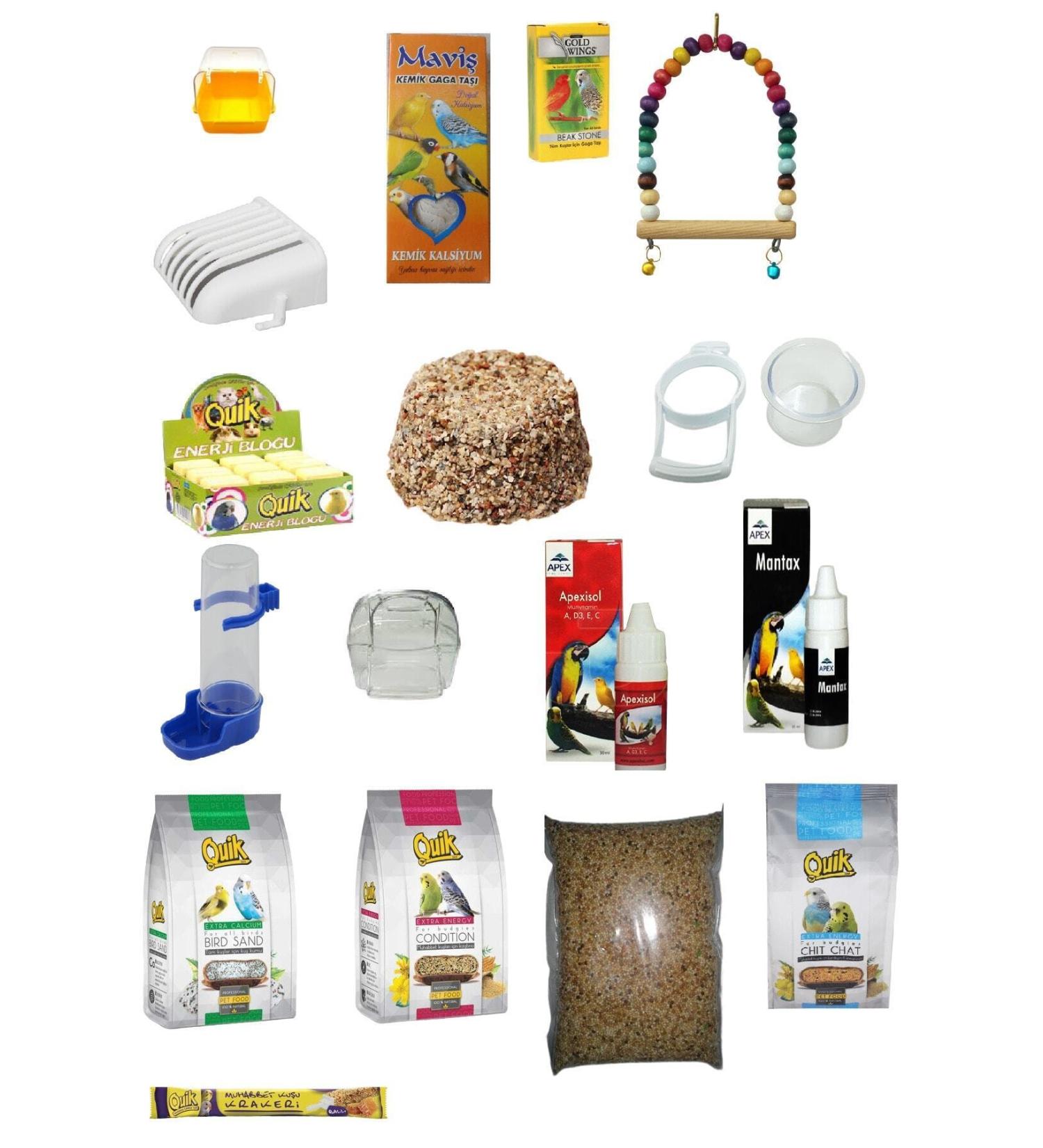 Quik Durta Aquarium 17 Piece Budgie Food Care and Vitamin Set