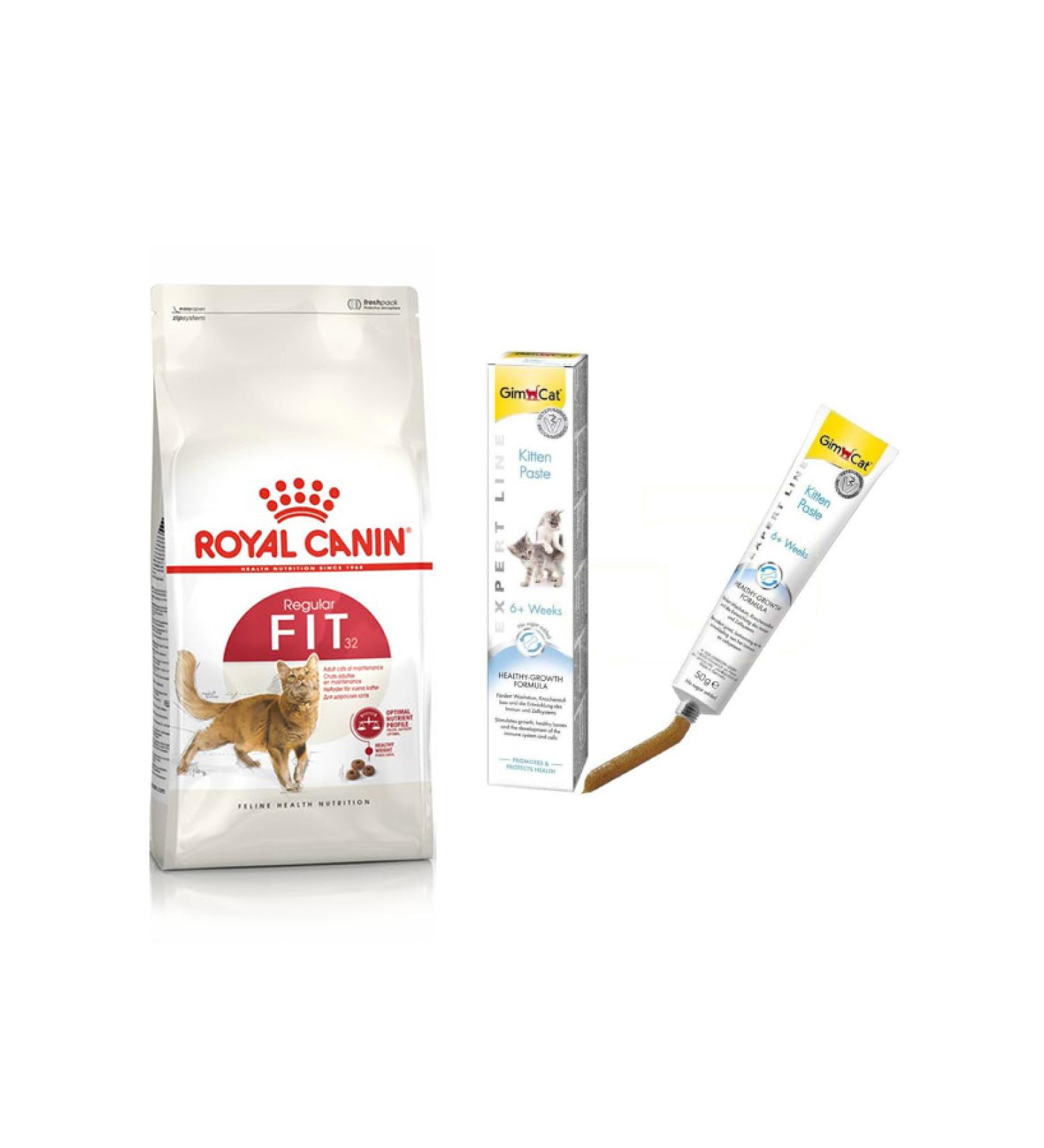 Royal Canin Fit 32 Cat Food 4 Kg + Gimcat Kitten Paste 50 Gr (original)
