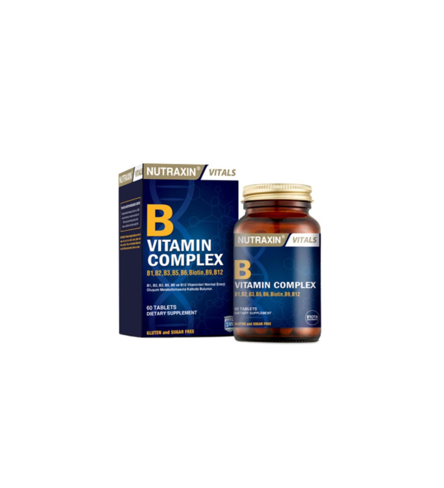 Nutraxin Food Supplement Vitamins - B Vitamin Complex 60 Capsules