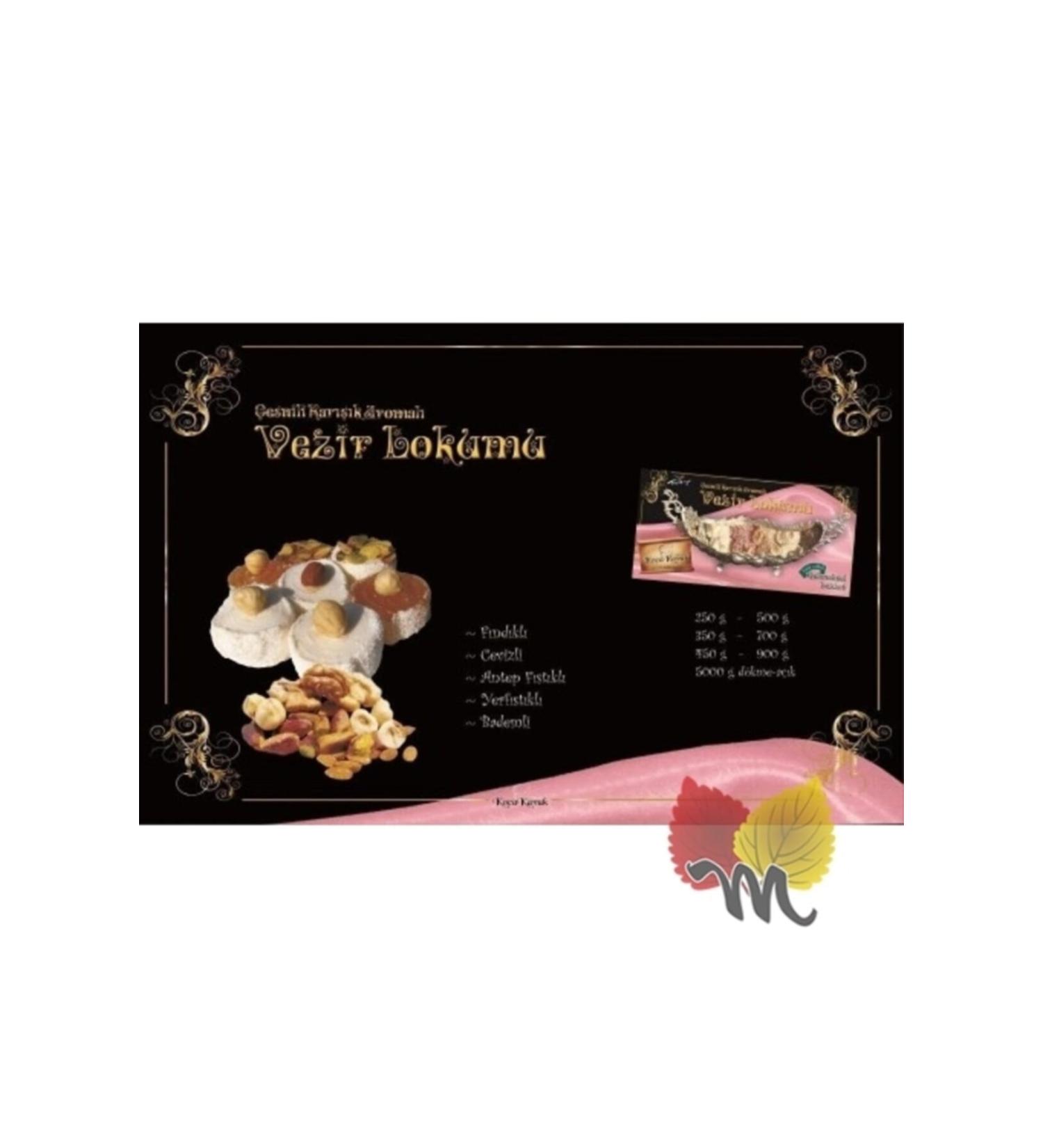 Koca Kavuk Flavored Mixed Flavored Vezir Turkish Delight 900 Gr