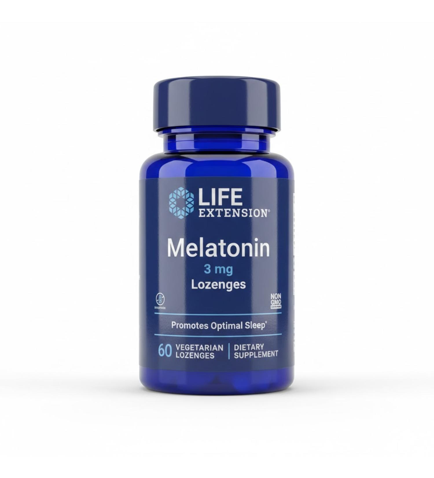 Life Extension Melatonin 3 mg | 60 Vegetarian Lozenges for Better Sleep - Buy Online on GoSupps.com