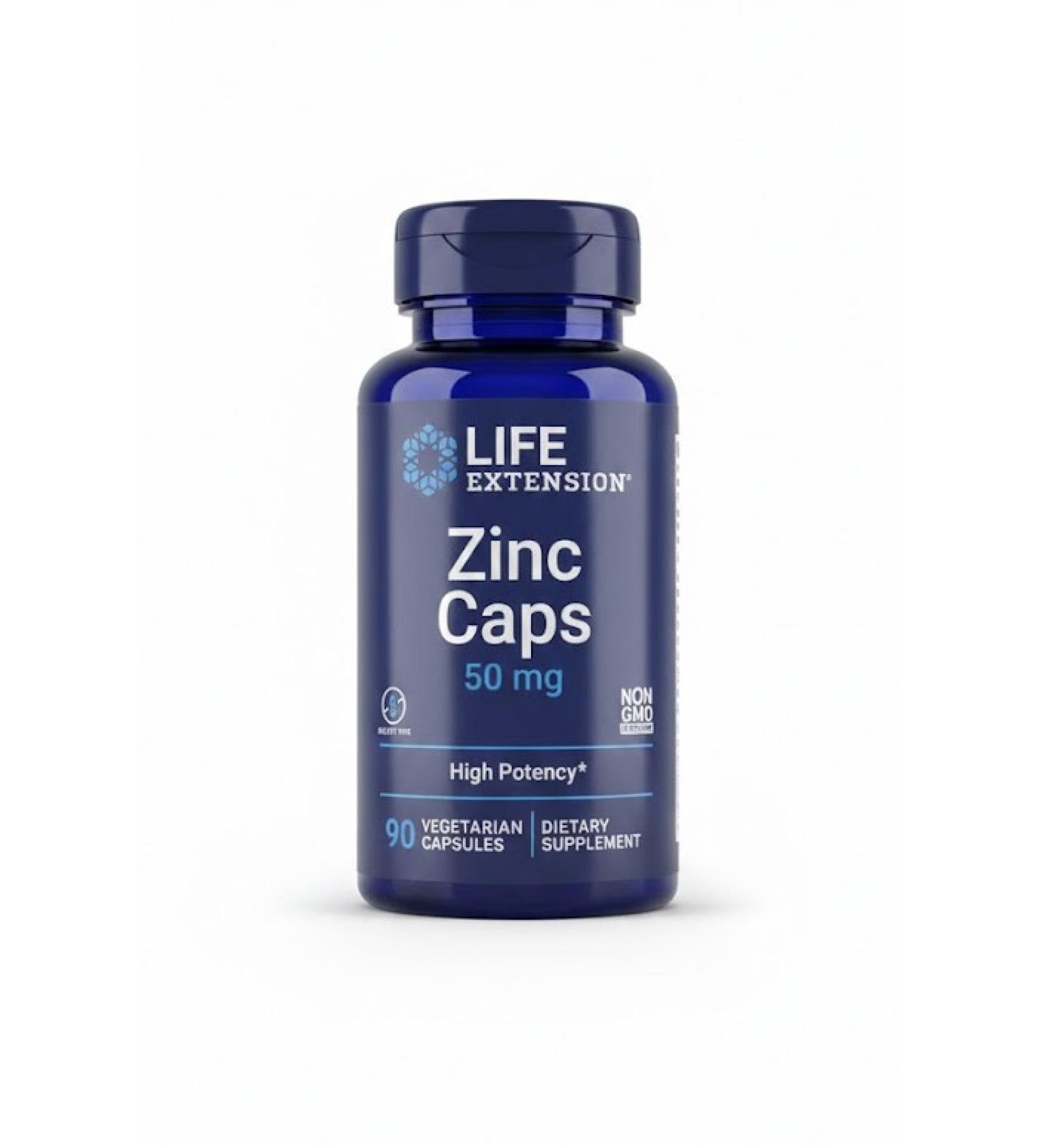 Life Extension High Potency Zinc Caps 50mg - 90 Vegetarian Capsules for Immune Support - Buy Online on GoSupps.com