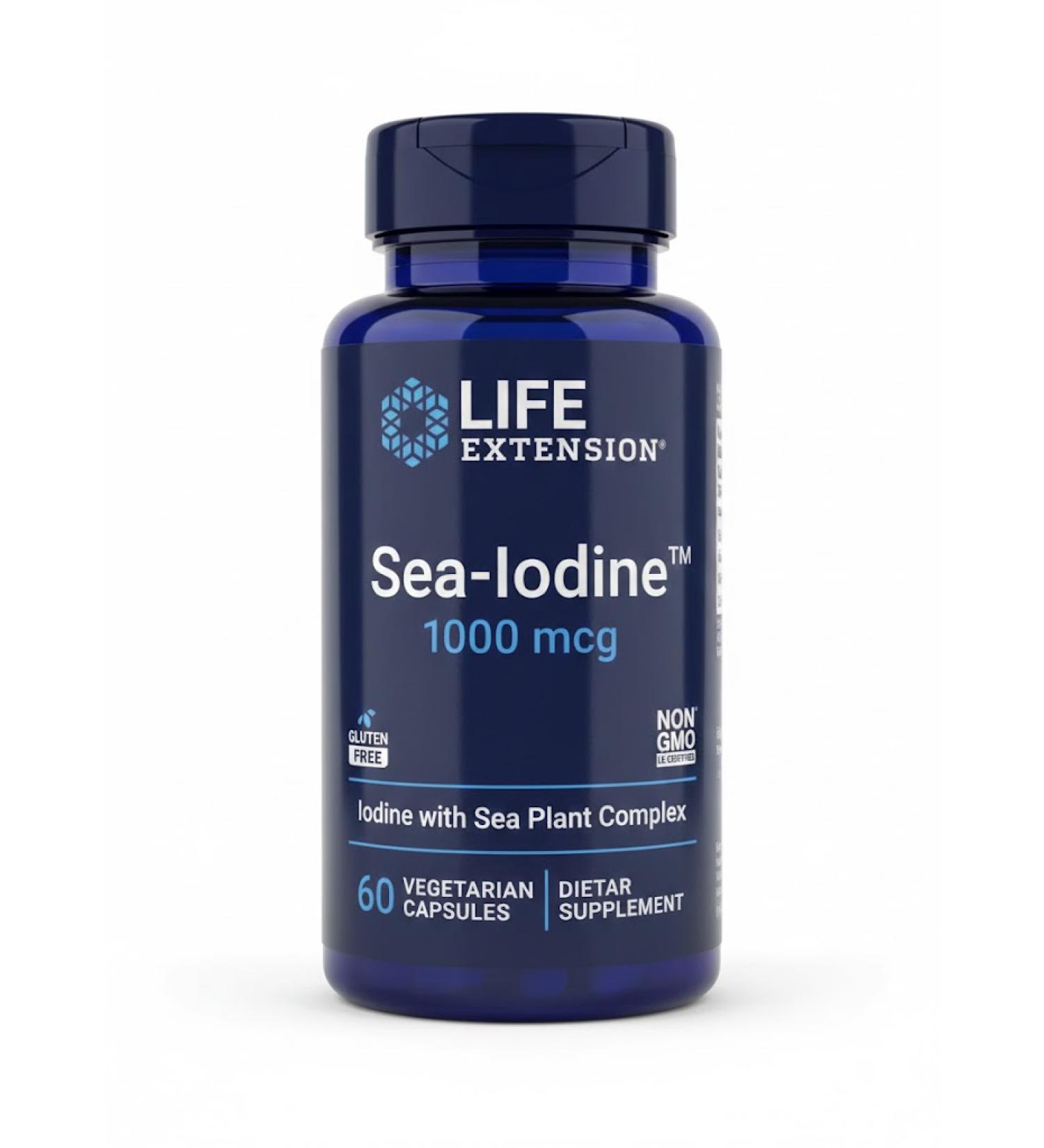 Life Extension Sea-Iodine 1000 mcg - 60 Vegetarian Capsules | Boost Thyroid Health - Buy Online on GoSupps.com