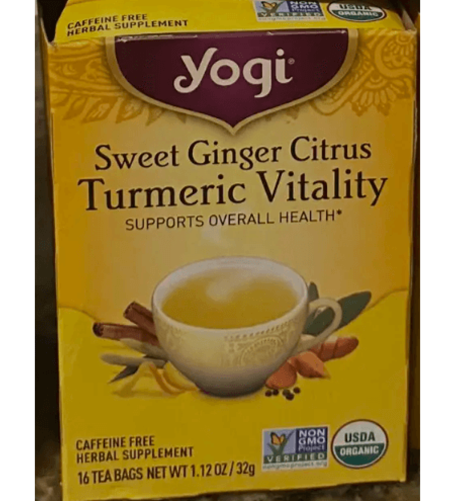 Yogi Tea - Honey Chai Turmeric Vitality (4 Pack) - Supports Overall Health with Turmeric Root Black Pepper Cinnamon Ginger Cardamom and Clove - Caffeine Free - 64 Organic Herbal Tea Bags