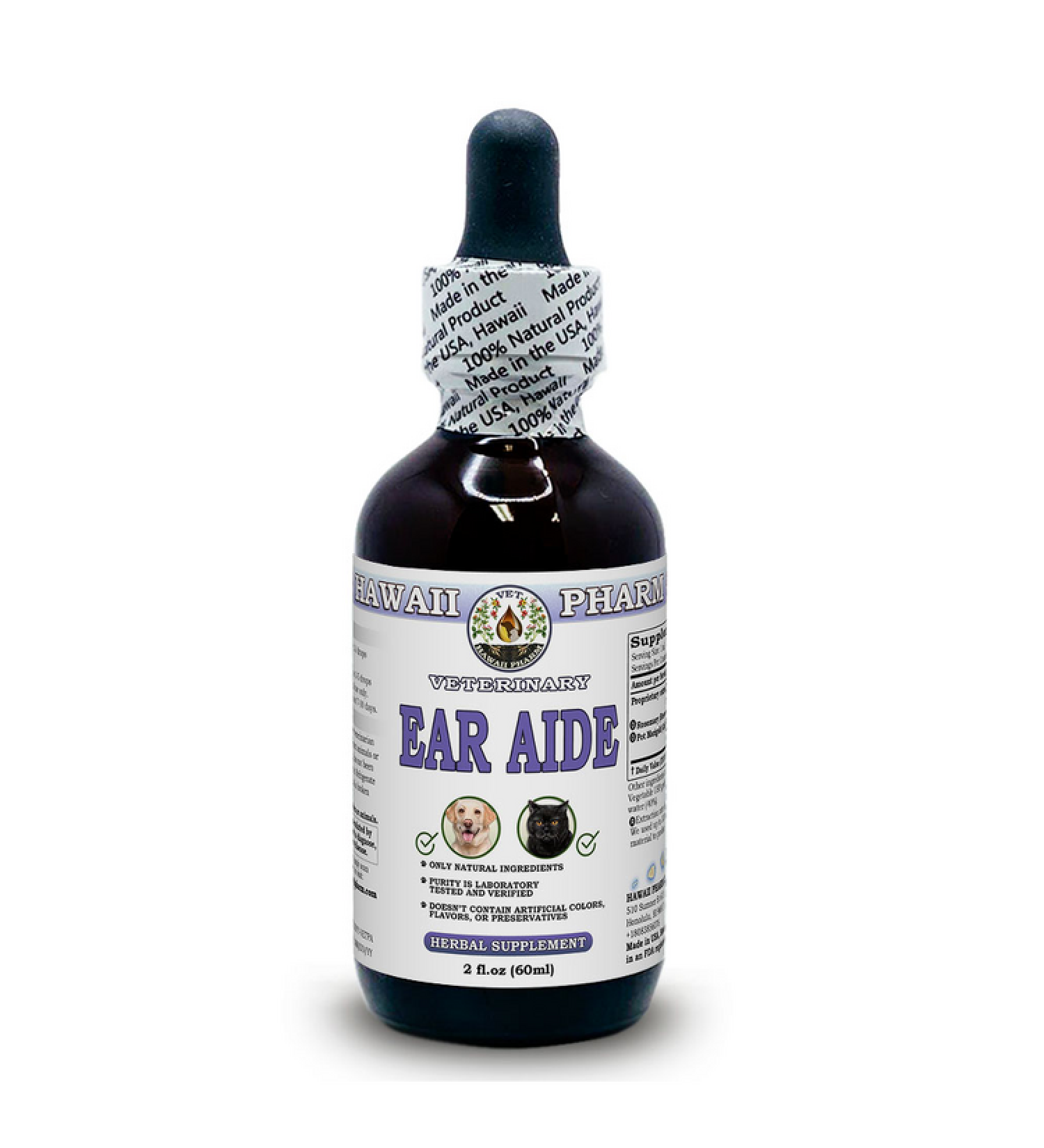 HawaiiPharm Ear Aide 2 oz - Veterinary Natural Alcohol-Free Pet Herbal Supplement - Buy Online on GoSupps.com