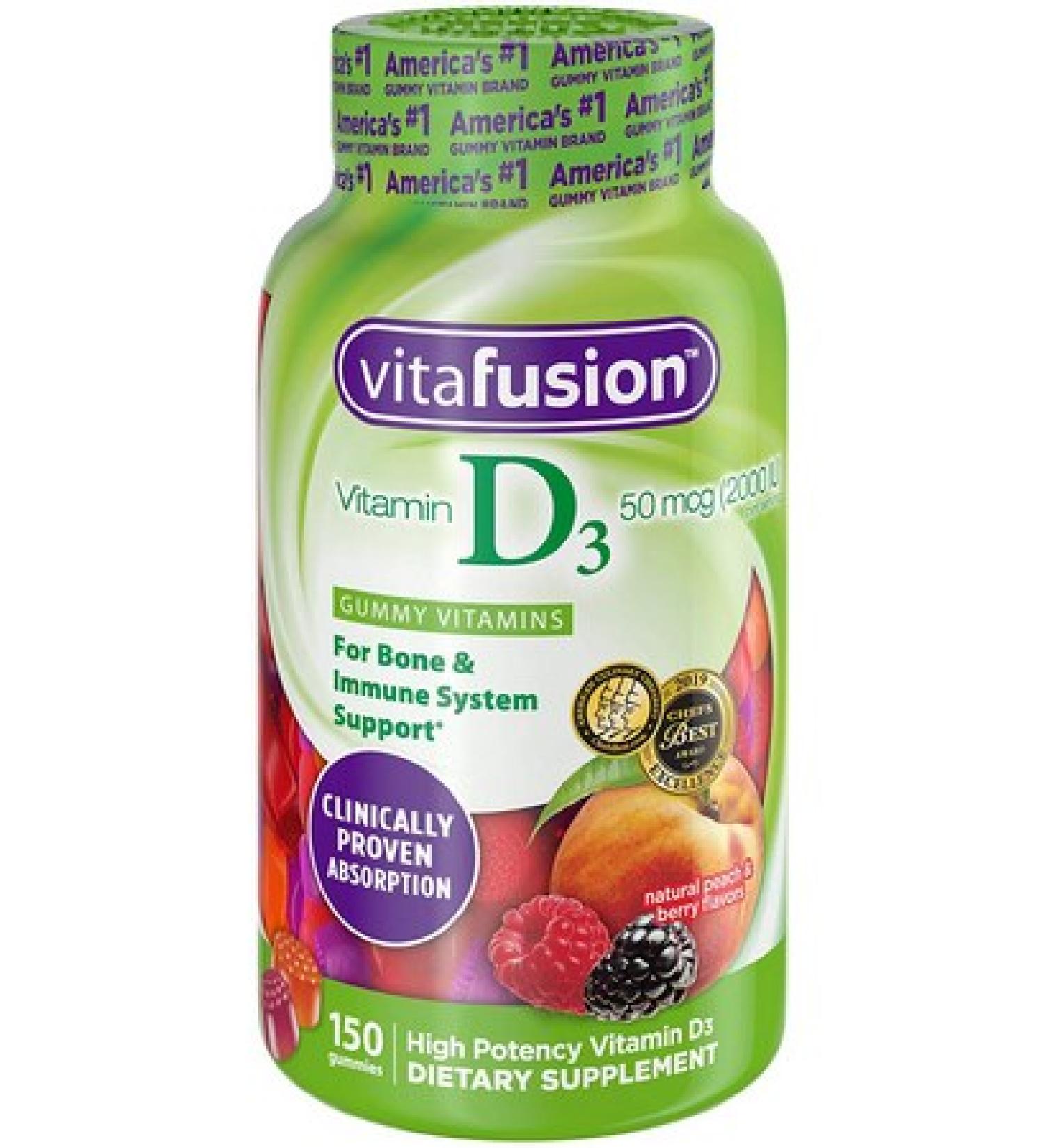 Vitafusion Vitamin D3 Gummy Vitamins 2000 IU | 150 Count | Immune Support - Buy Online on GoSupps.com