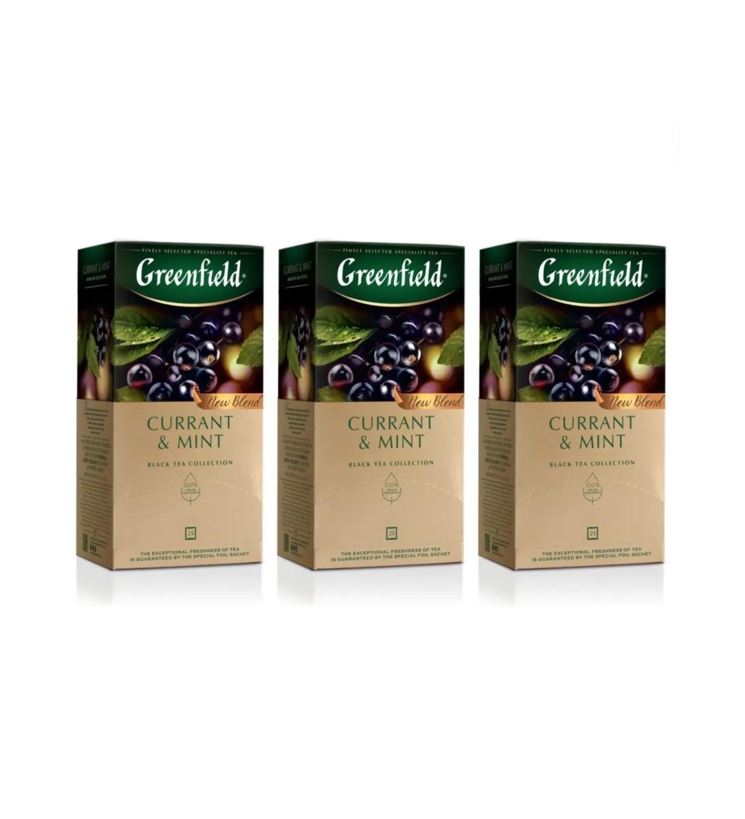 Tea black Greenfield Currant & Mint 25 bags 3 pieces