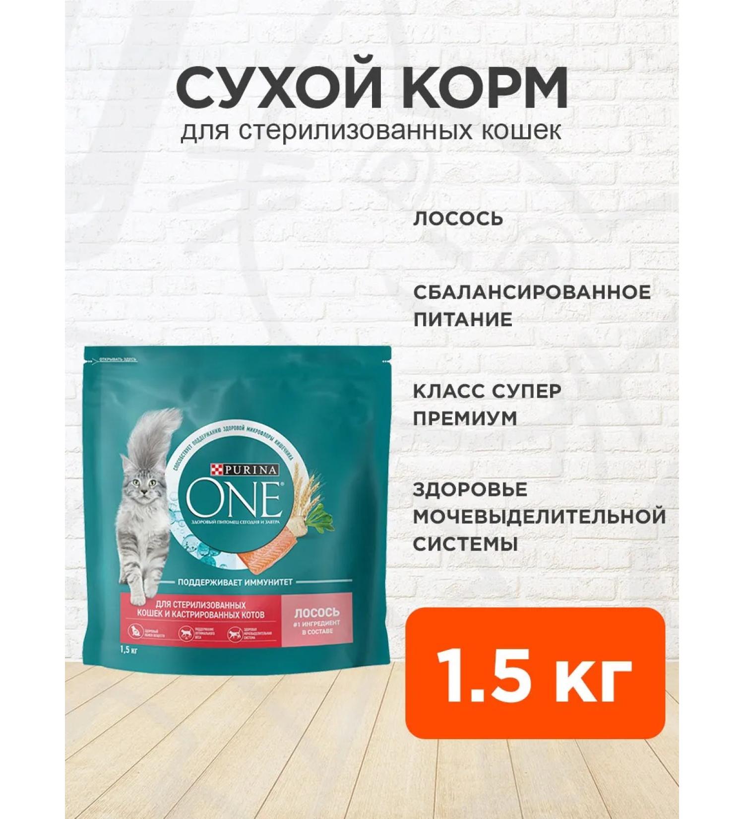 PURINA ONE Dry food for sterilized cats salmon wheat 1.5 kg - Buy Online on GoSupps.com
