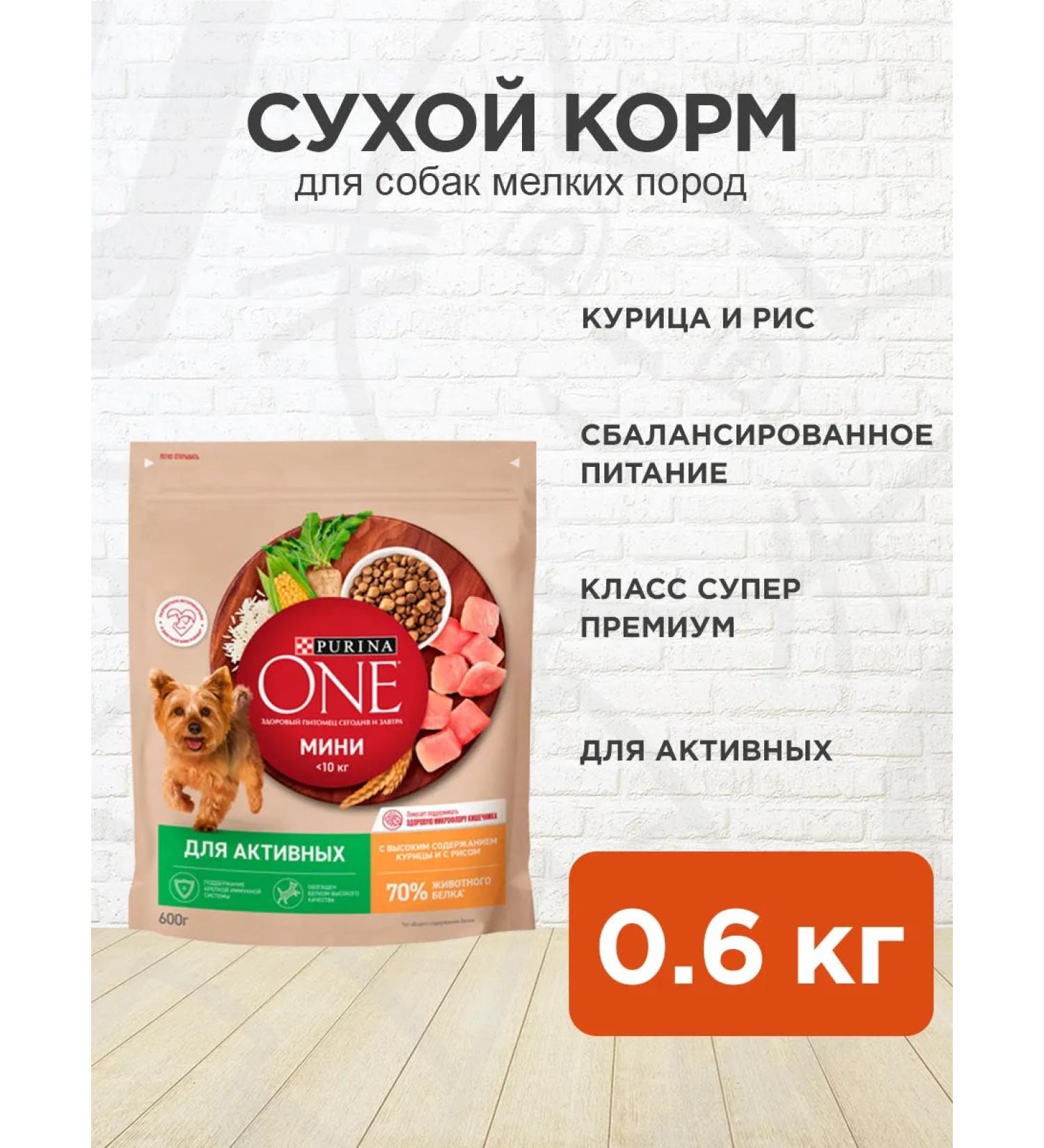 PURINA ONE Dry -mini food for active small breeds 0.6 kg - Buy Online on GoSupps.com