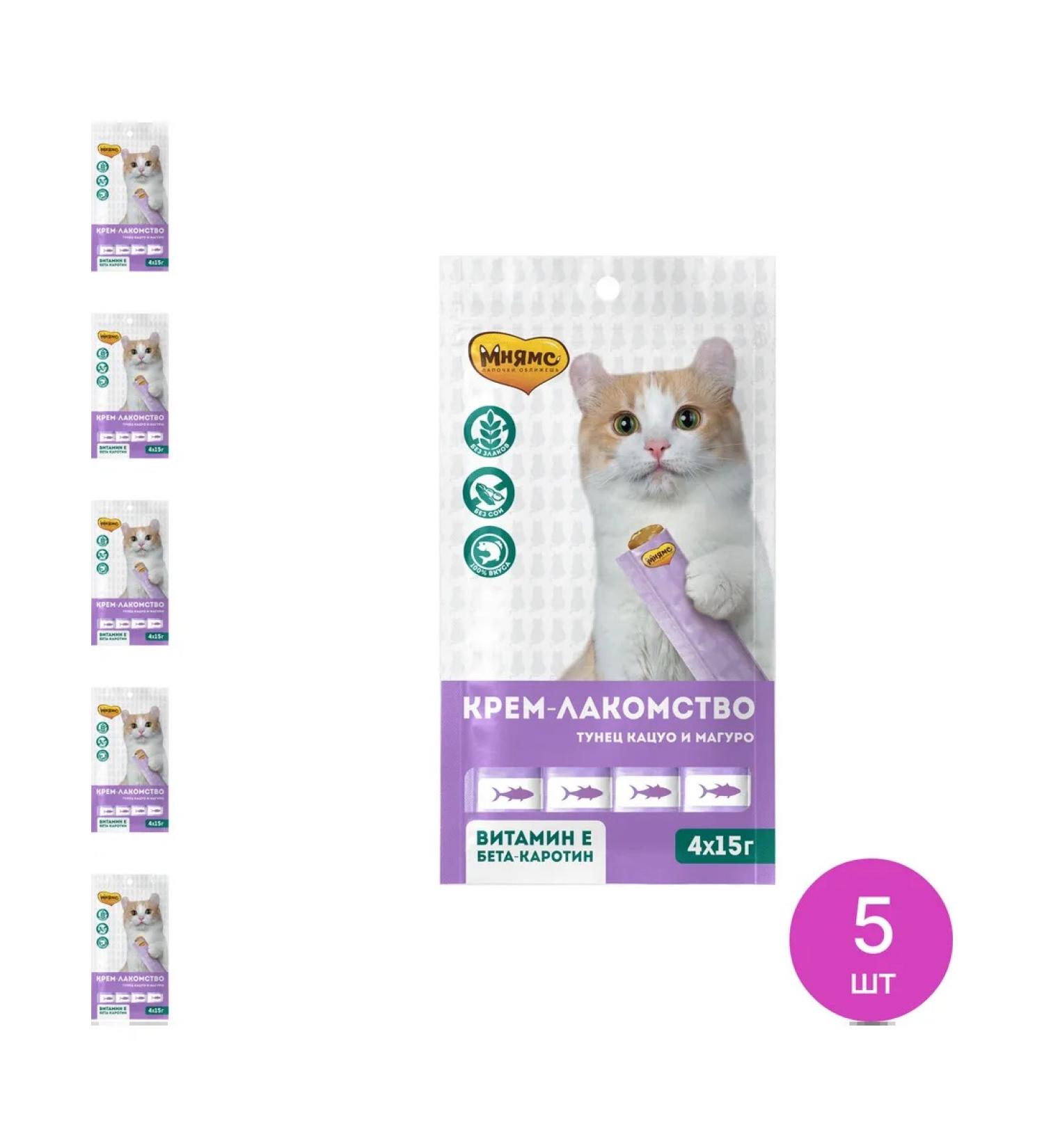 Mnyams Cream-stall for cats with tuna katsuo (set of 5 pcs) - Buy Online on GoSupps.com