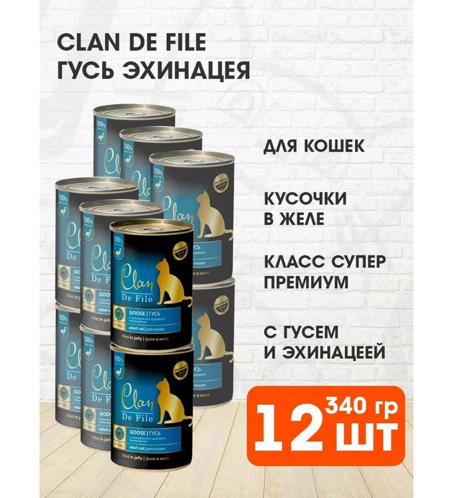 CLAN Wet feed de File for cats goose monobelkovy 340 g 12 pcs - Buy Online on GoSupps.com