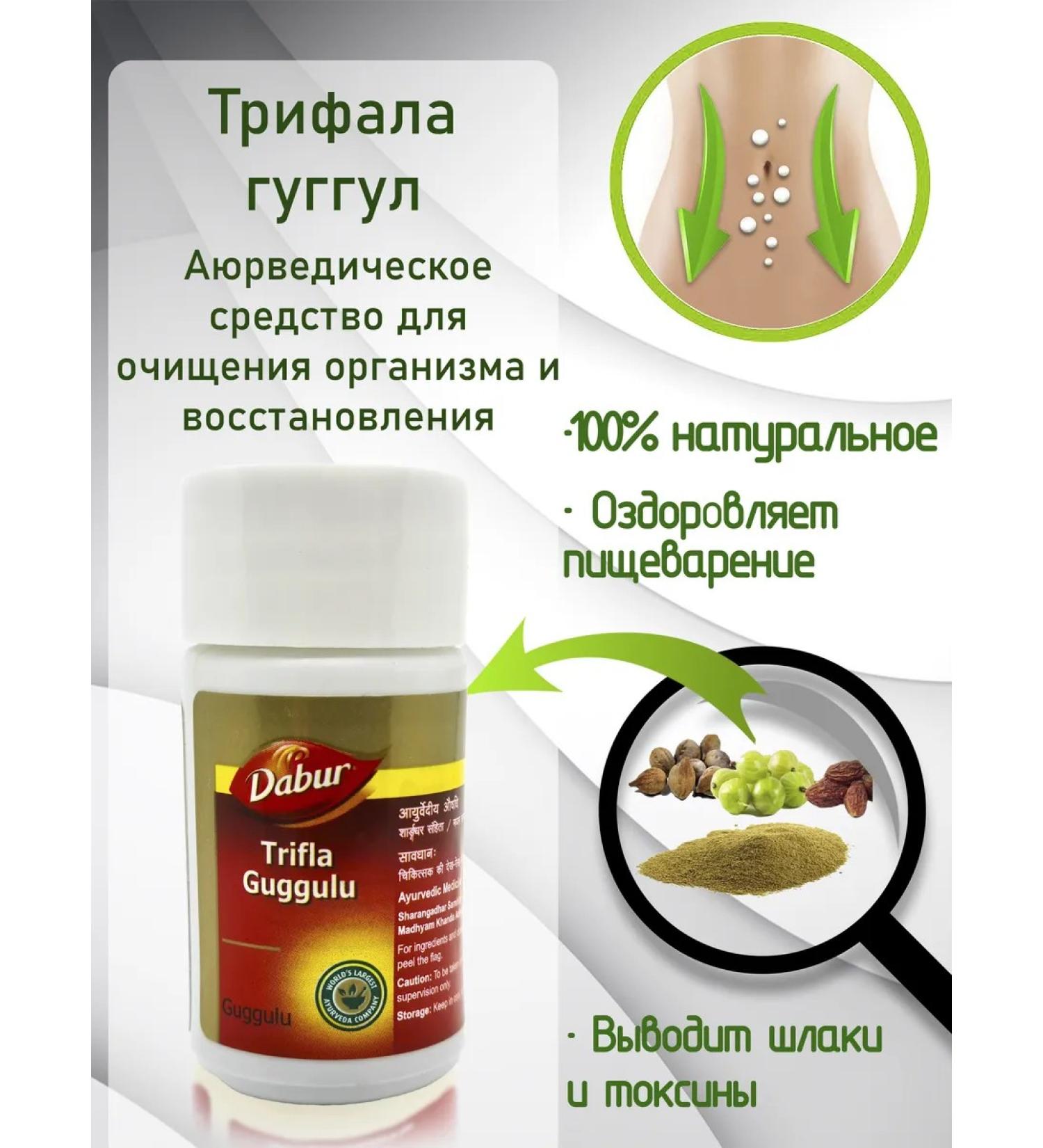 Trifala Guggul Dabur 40 tab. (250 mg.) - Buy Online on GoSupps.com