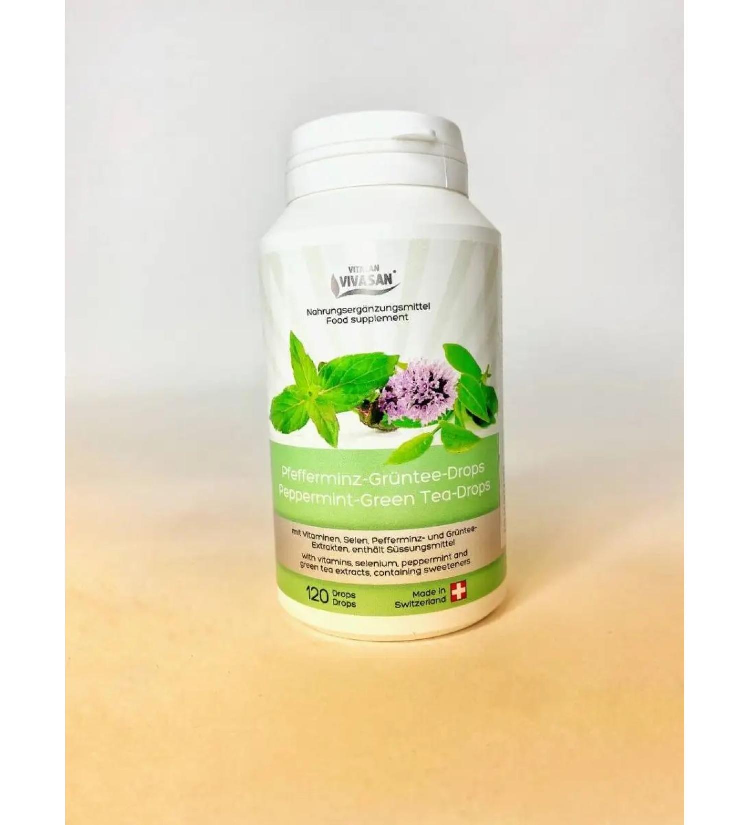 Natural dietary dietary green tea with mint 120 pcs Vivasan - Buy Online on GoSupps.com