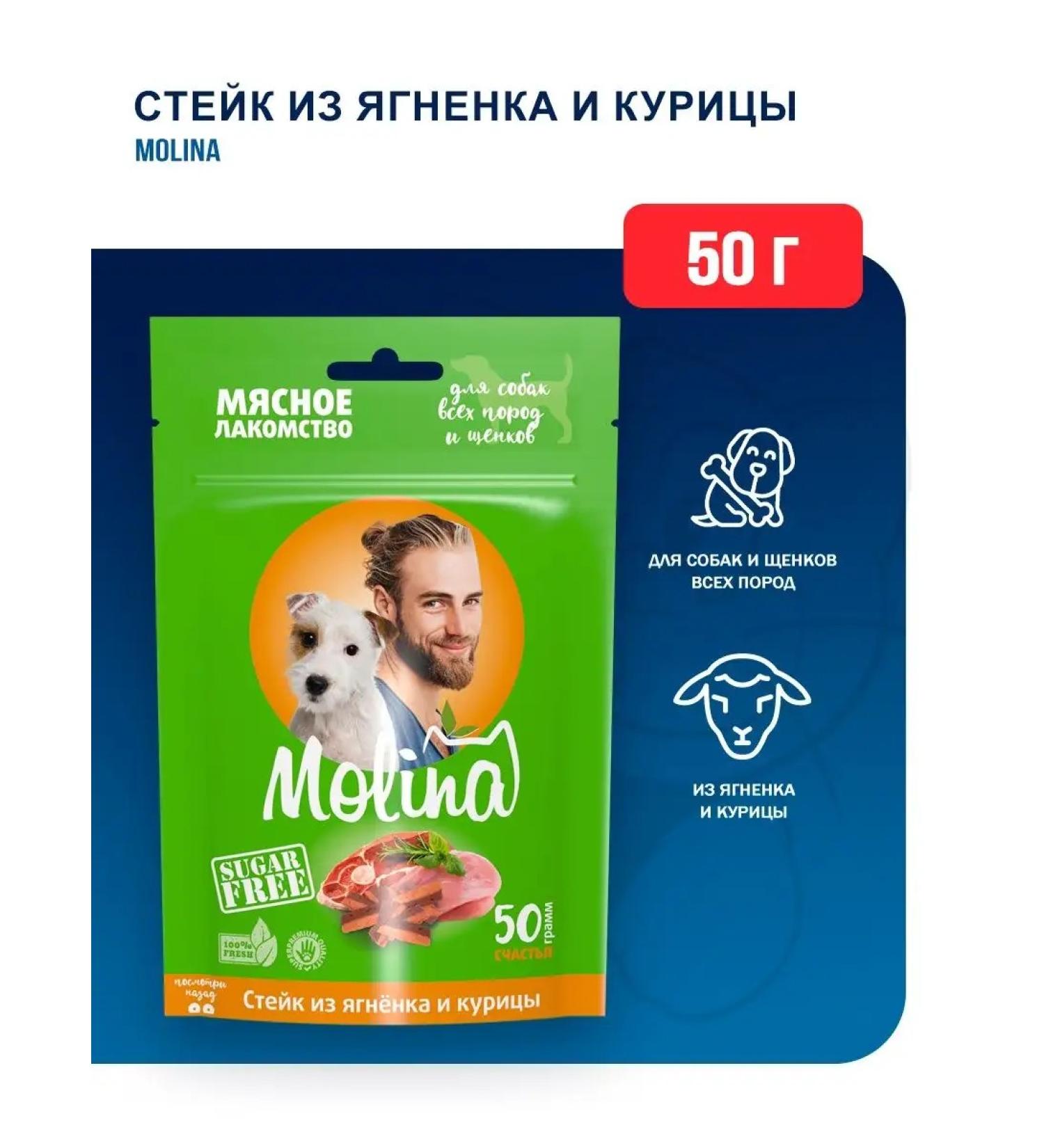 Molina A treat for dogs and puppies "Steak of lamb and chicken" 50g