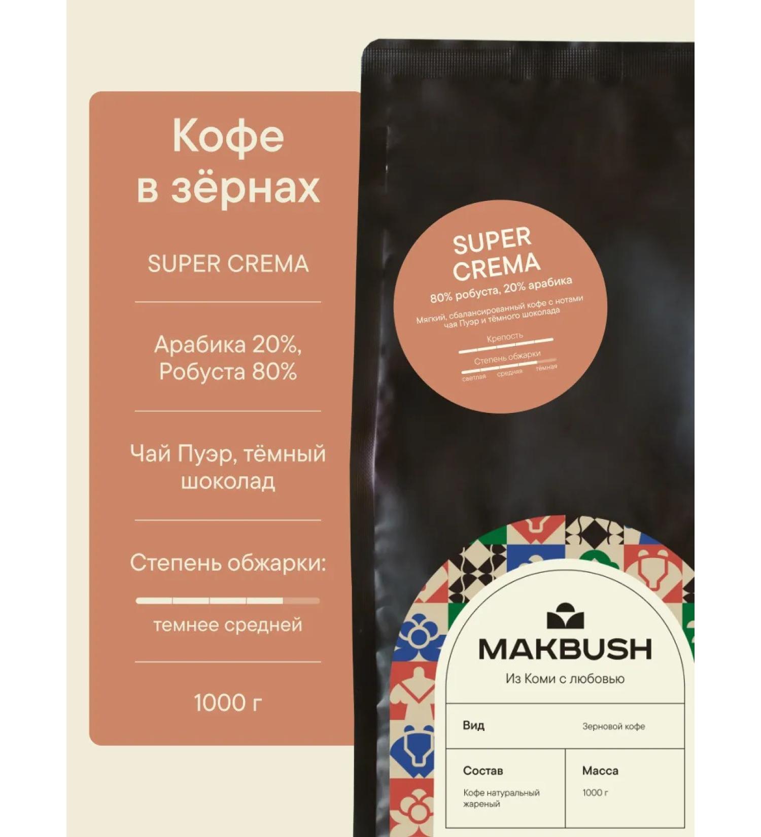 MACBUSH Super Crema 1 kg robust 80% and arabica 20% - Buy Online on GoSupps.com