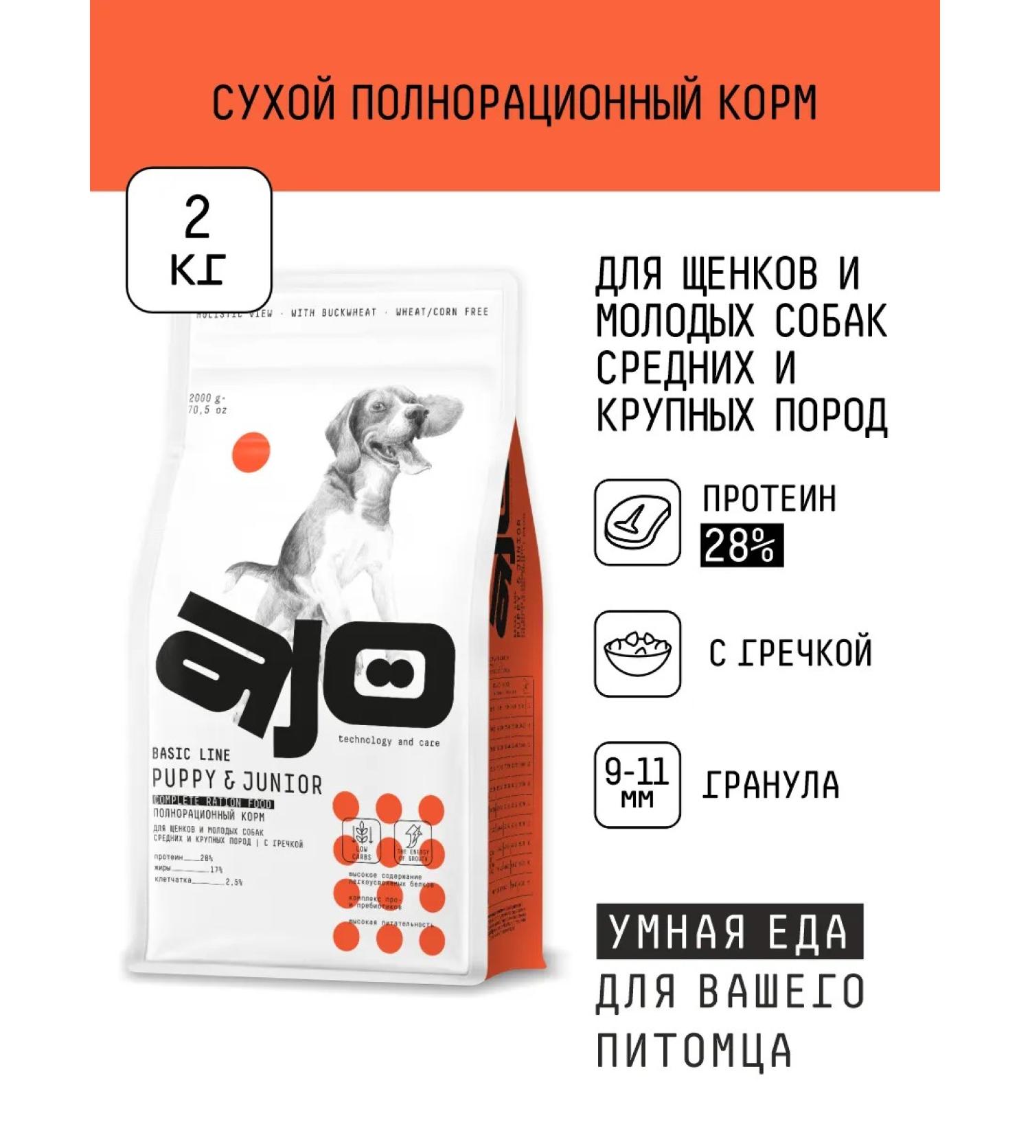 AJO Dry food for puppies and dogs with turkey 2kg - Buy Online on GoSupps.com