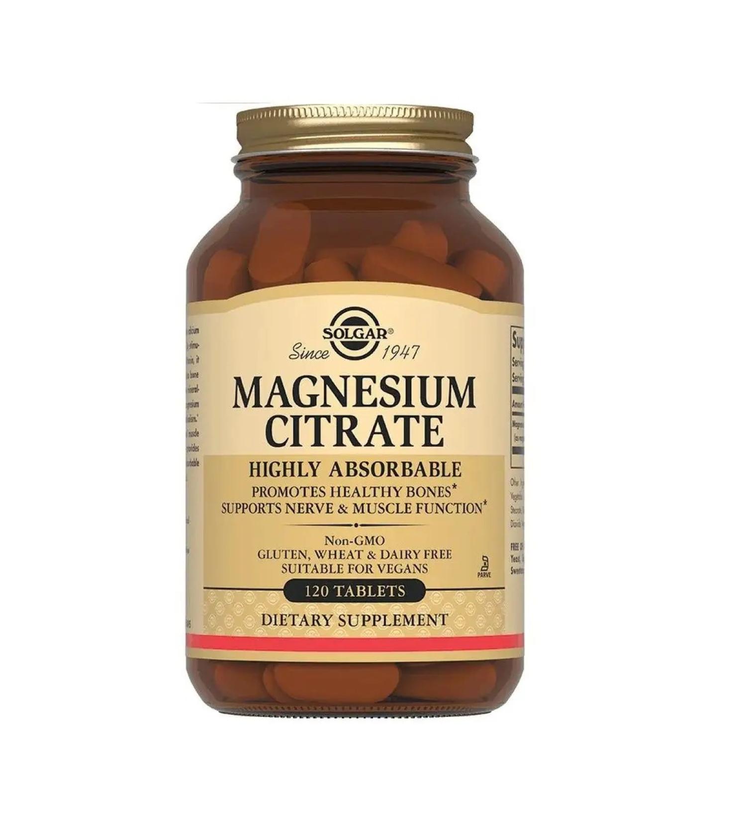 SOLGAR Magnesium citrate tablets 120 pcs - Buy Online on GoSupps.com