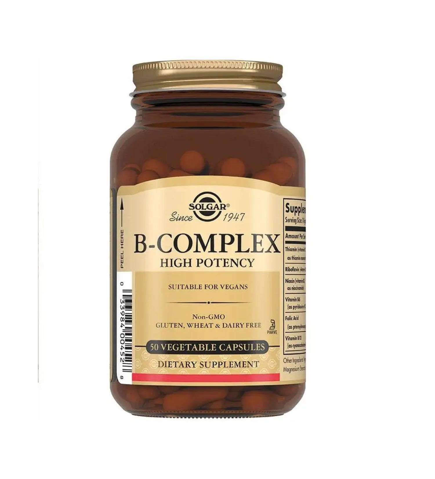 SOLGAR Capsules B-complex 50 pcs - Buy Online on GoSupps.com