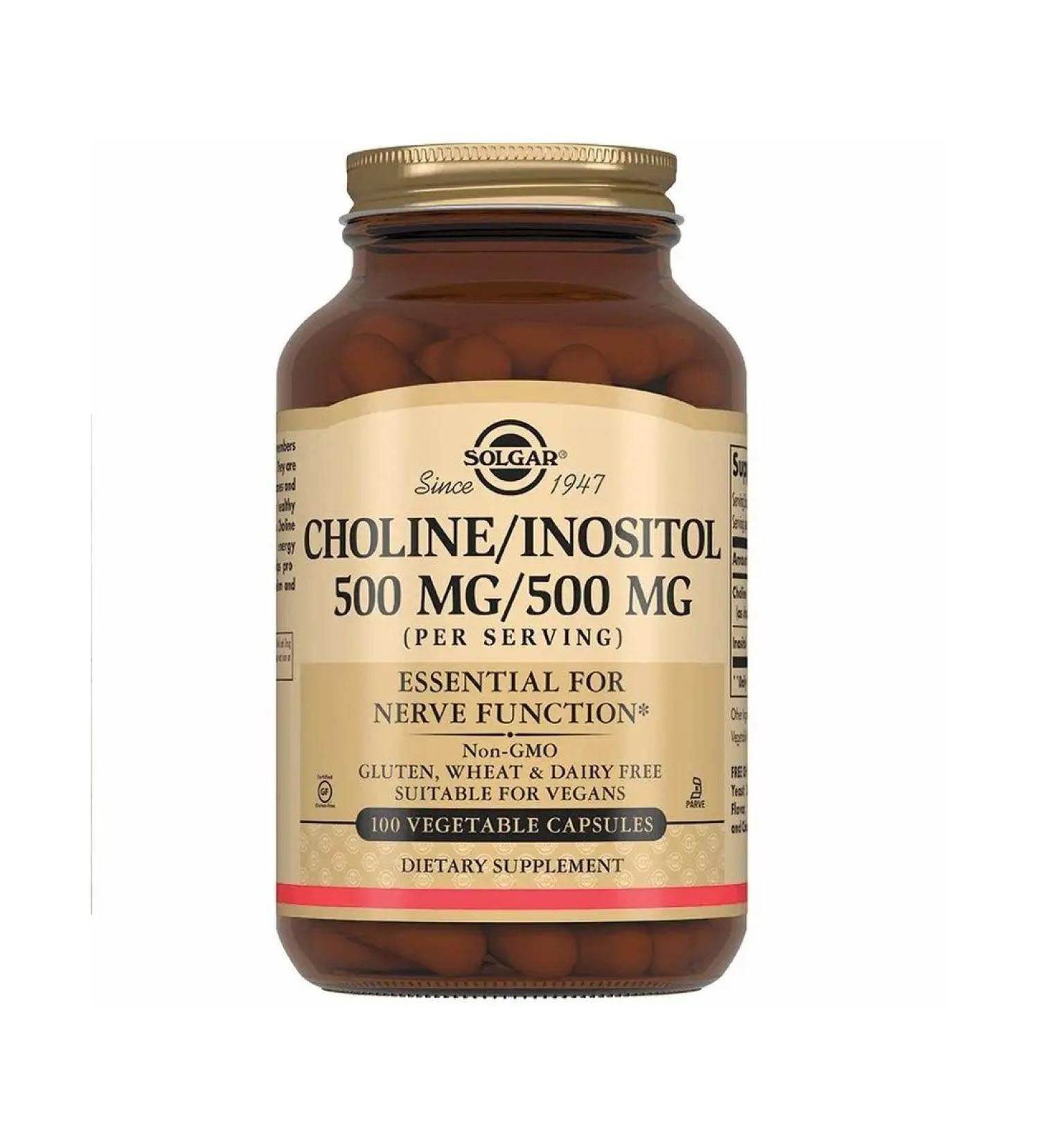 SOLGAR Capsules choline inositol 500 mg 500 mg 100 pcs - Buy Online on GoSupps.com