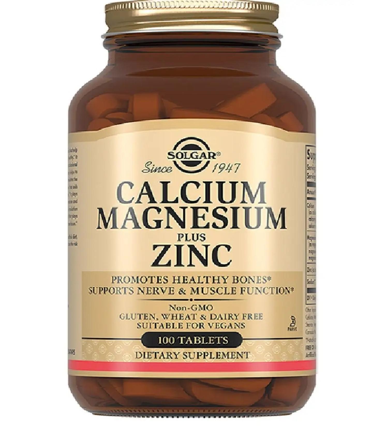 SOLGAR Calcium-magnium-zinc tablets 100 pcs - Buy Online on GoSupps.com