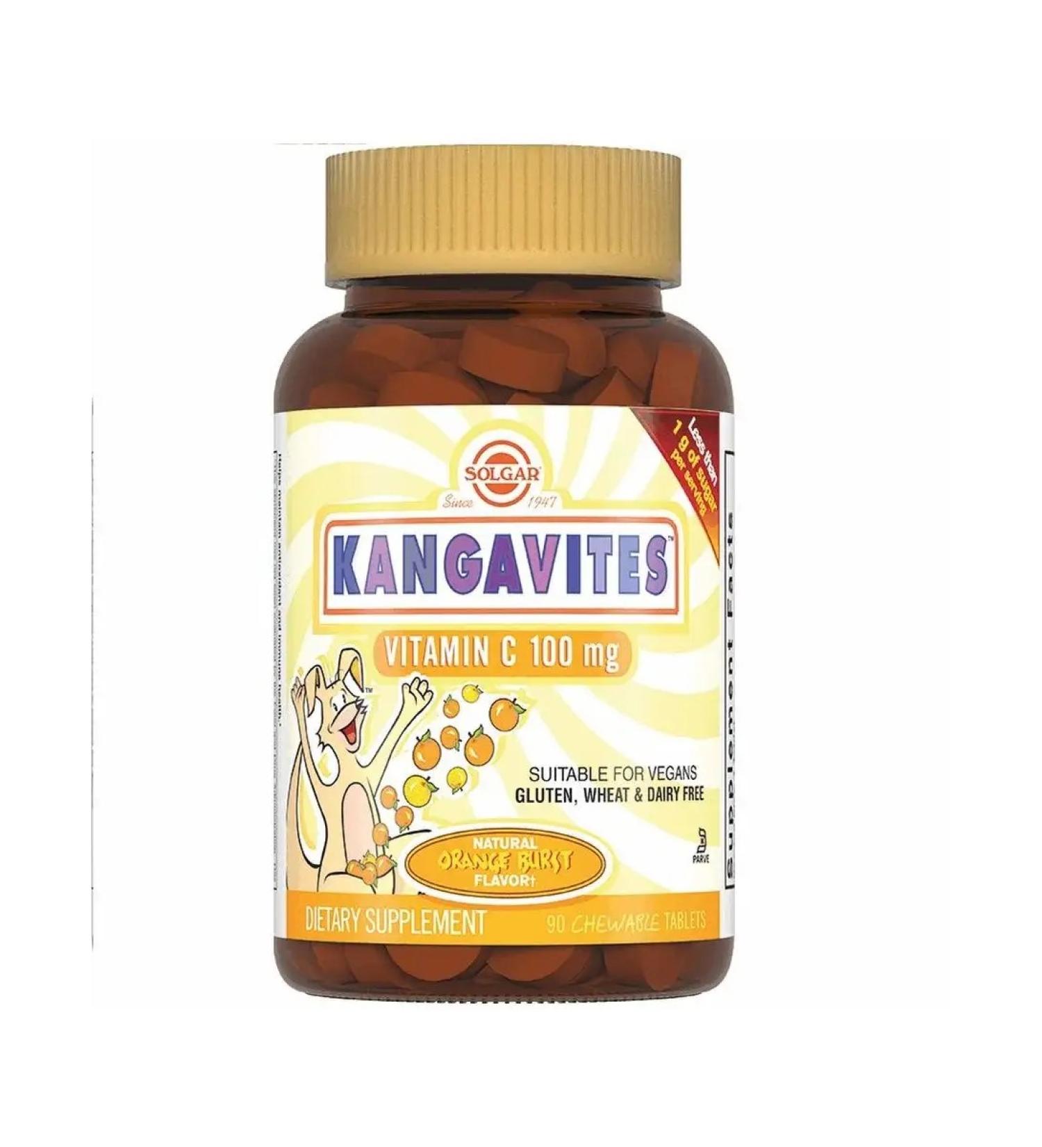 SOLGAR Tab. Kangavitest Vit. With 100 mg with an orange taste 90pcs - Buy Online on GoSupps.com